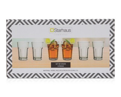 Foto 3 | Vaso de Vidrio Starhaus 410 ml 6 Piezas