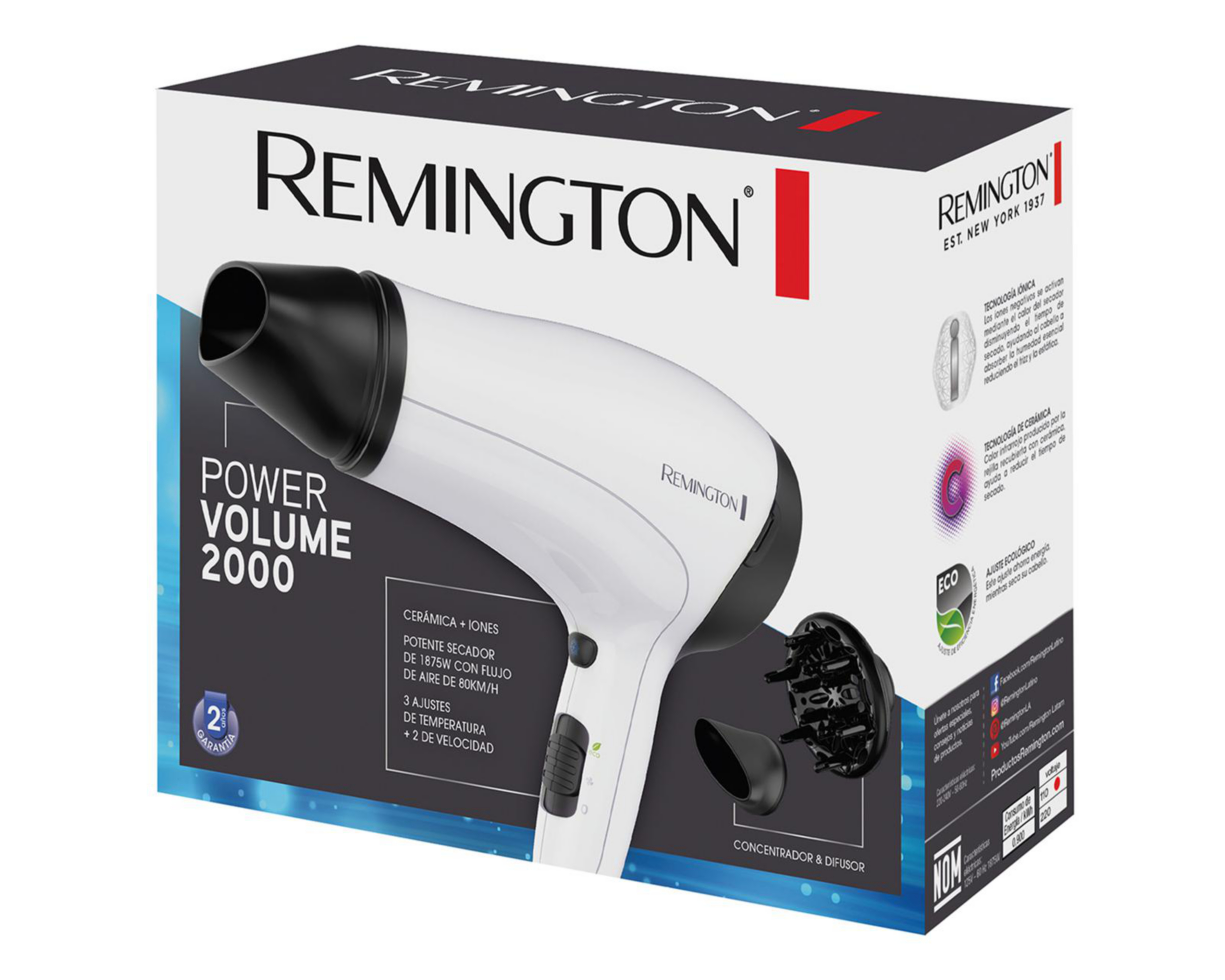 Foto 5 pulgar | Secadora de Cabello Remington Power Volume 2000