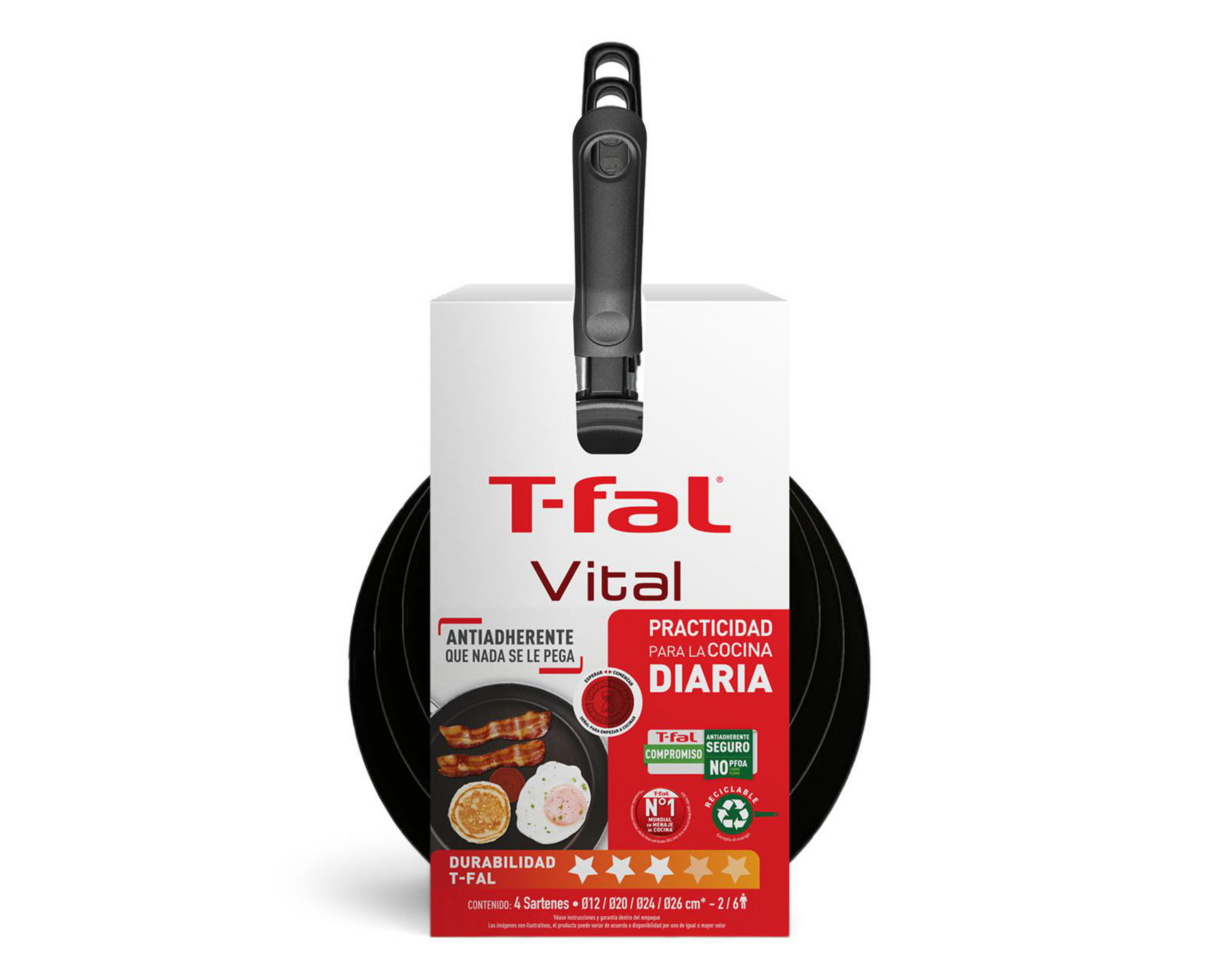 Foto 5 pulgar | Juego de Sartenes T-Fal Vital 4 Piezas de Aluminio