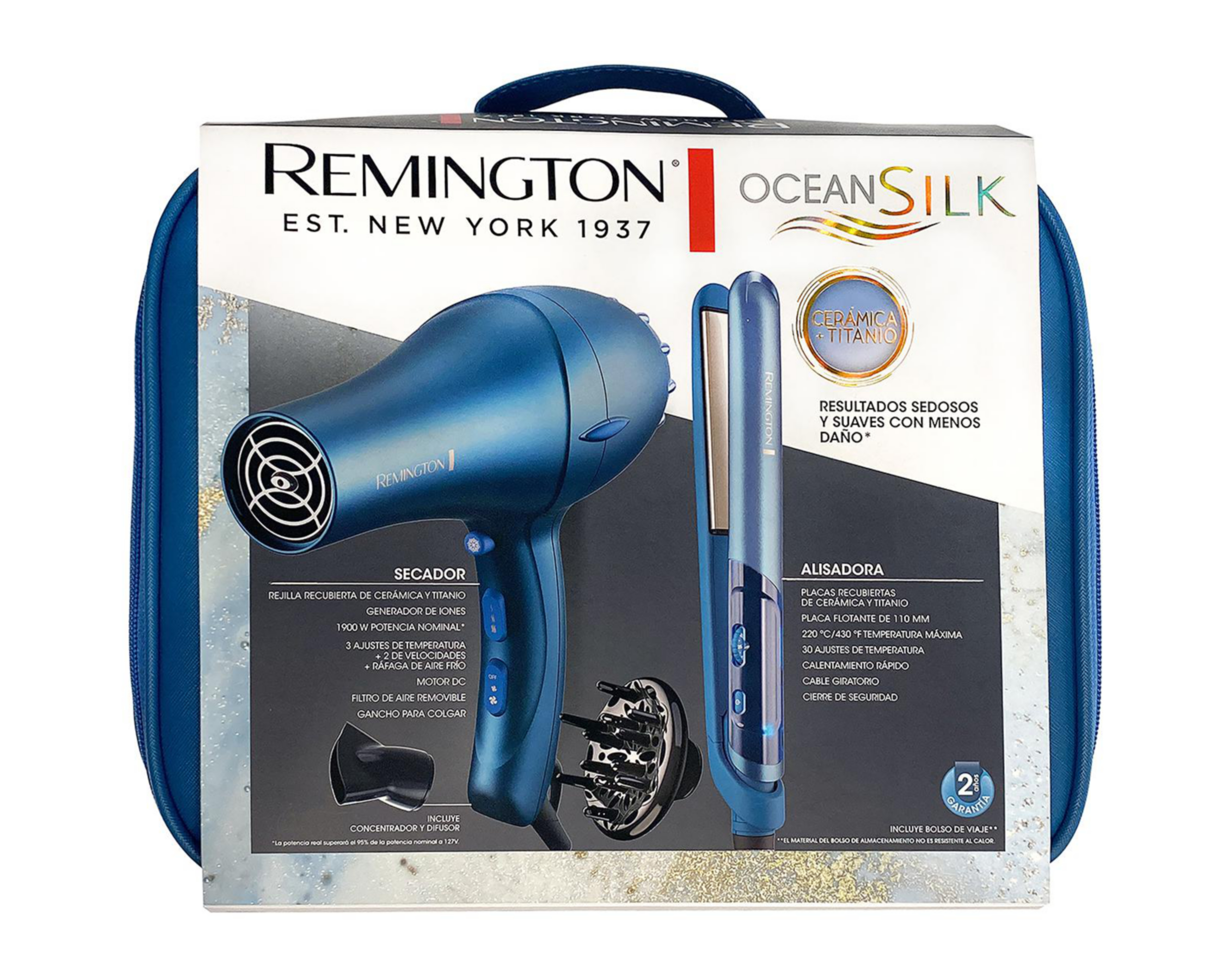 Foto 10 | Combo de Secadora y Alaciadora Remington Ocean Silk Titanio