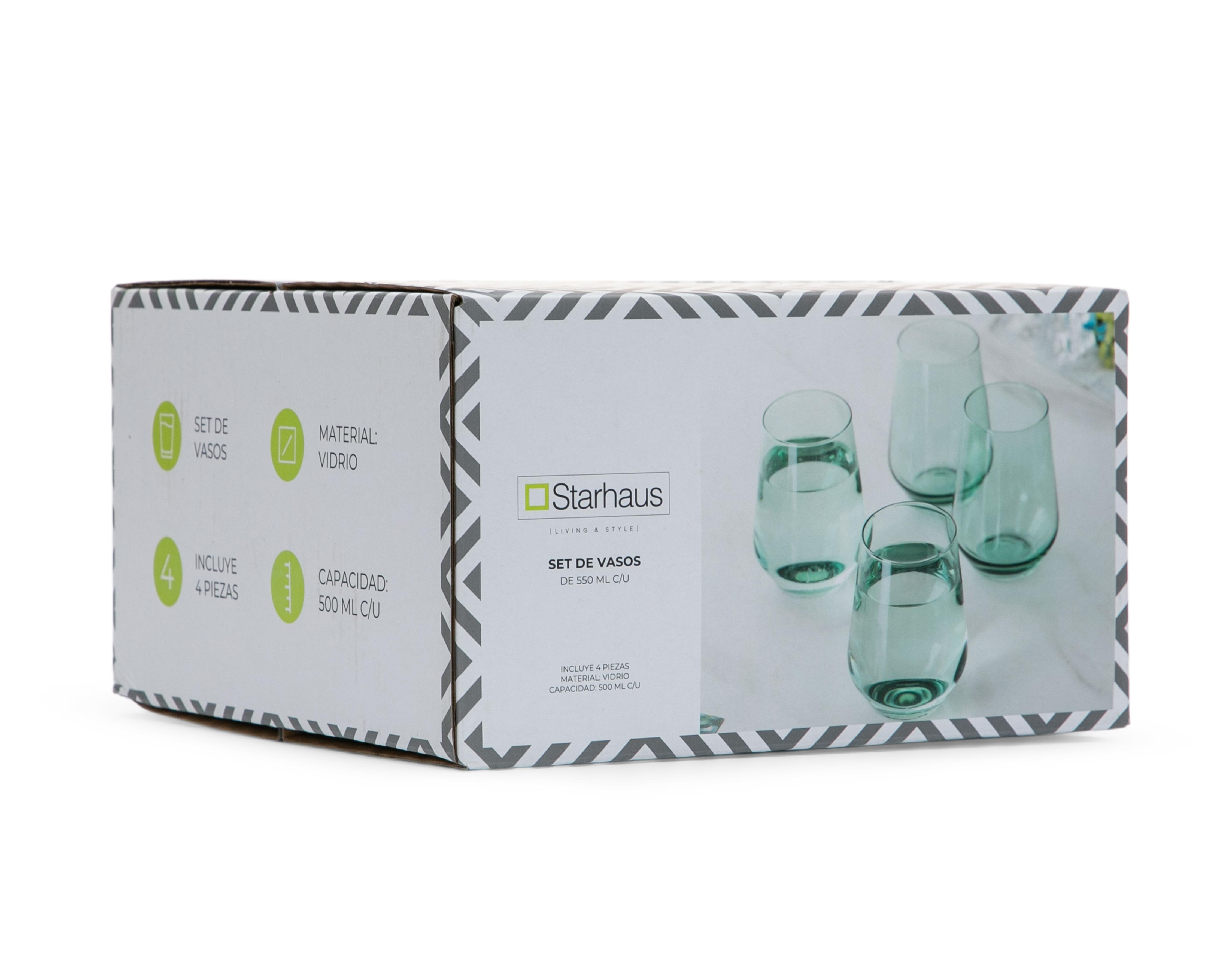 Foto 4 pulgar | Vaso de Vidrio Starhaus 550 ml 4 Piezas