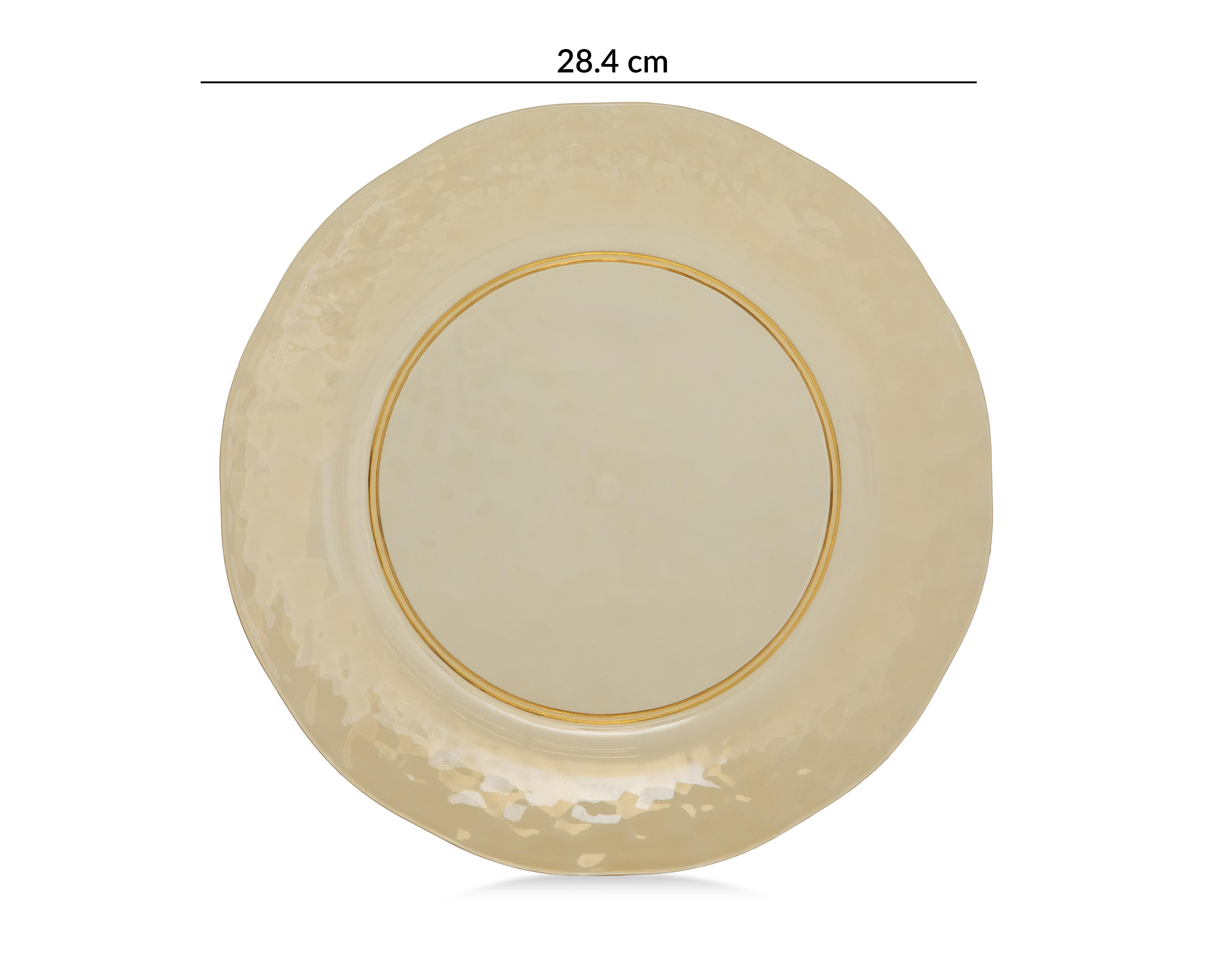 Foto 5 | Plato Plano de Plástico Beige 4 Piezas