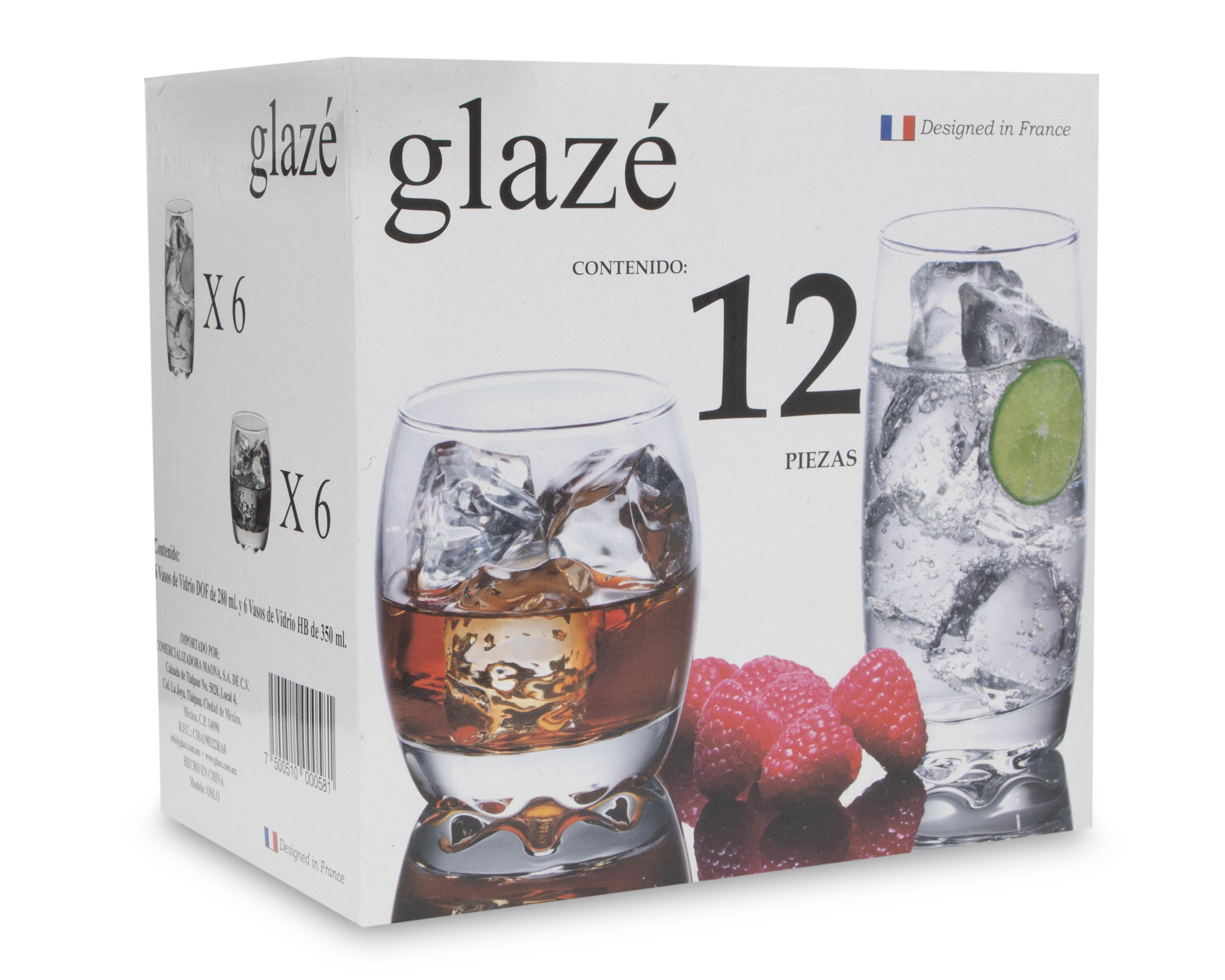 Foto 3 pulgar | Juego de Vasos de Vidrio Glazé 12 Piezas