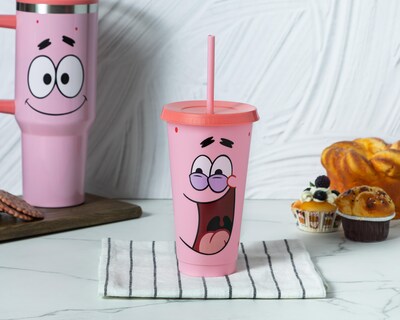 Foto 5 | Vaso con Popote de Plástico Patricio Estrella 680 ml