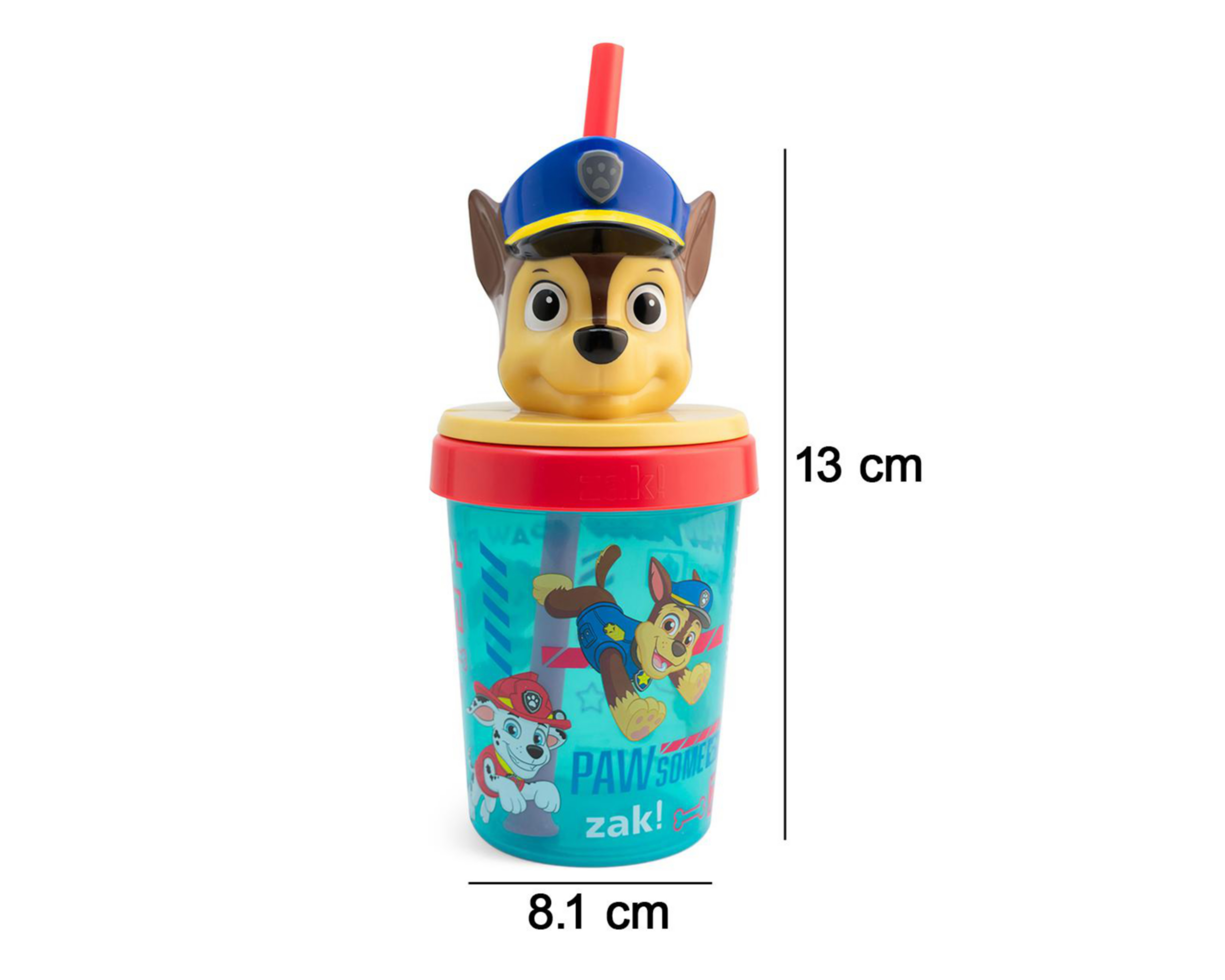 Foto 7 pulgar | Vaso con Popote de Plástico Fun Kids Paw Patrol