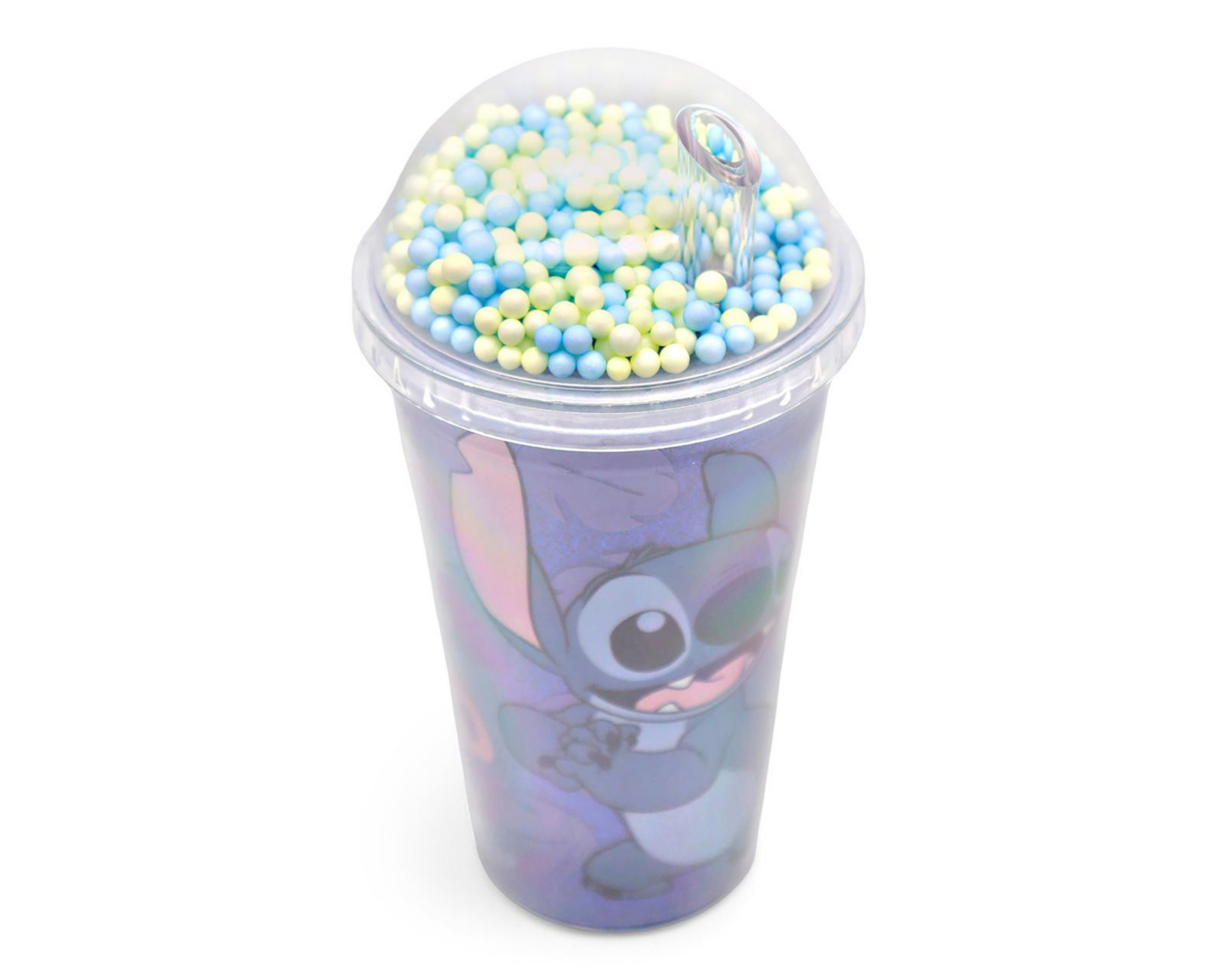 Foto 4 pulgar | Vaso con Tapadera de Plástico Fun Kids Stitch 480 ml