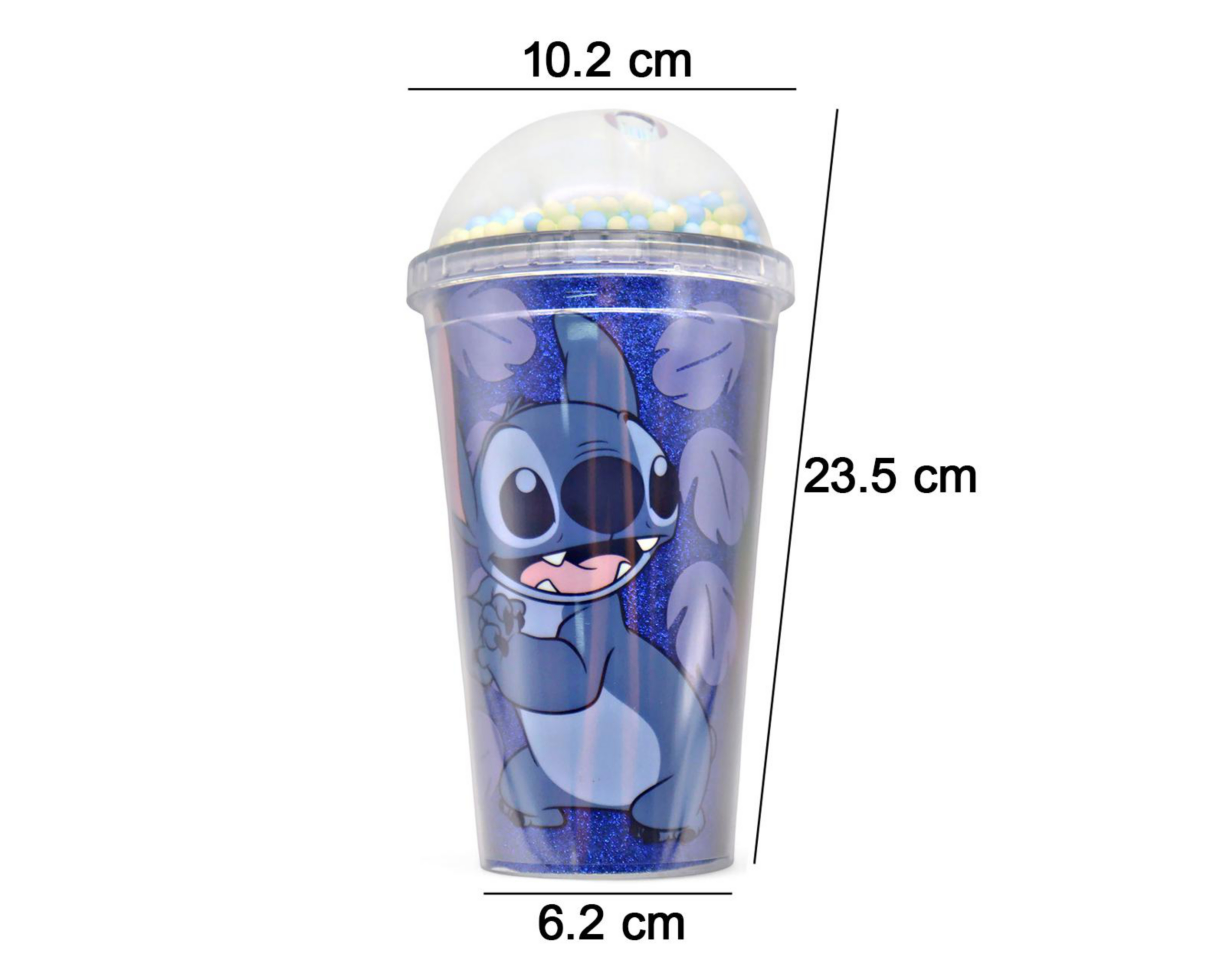 Foto 6 pulgar | Vaso con Tapadera de Plástico Fun Kids Stitch 480 ml