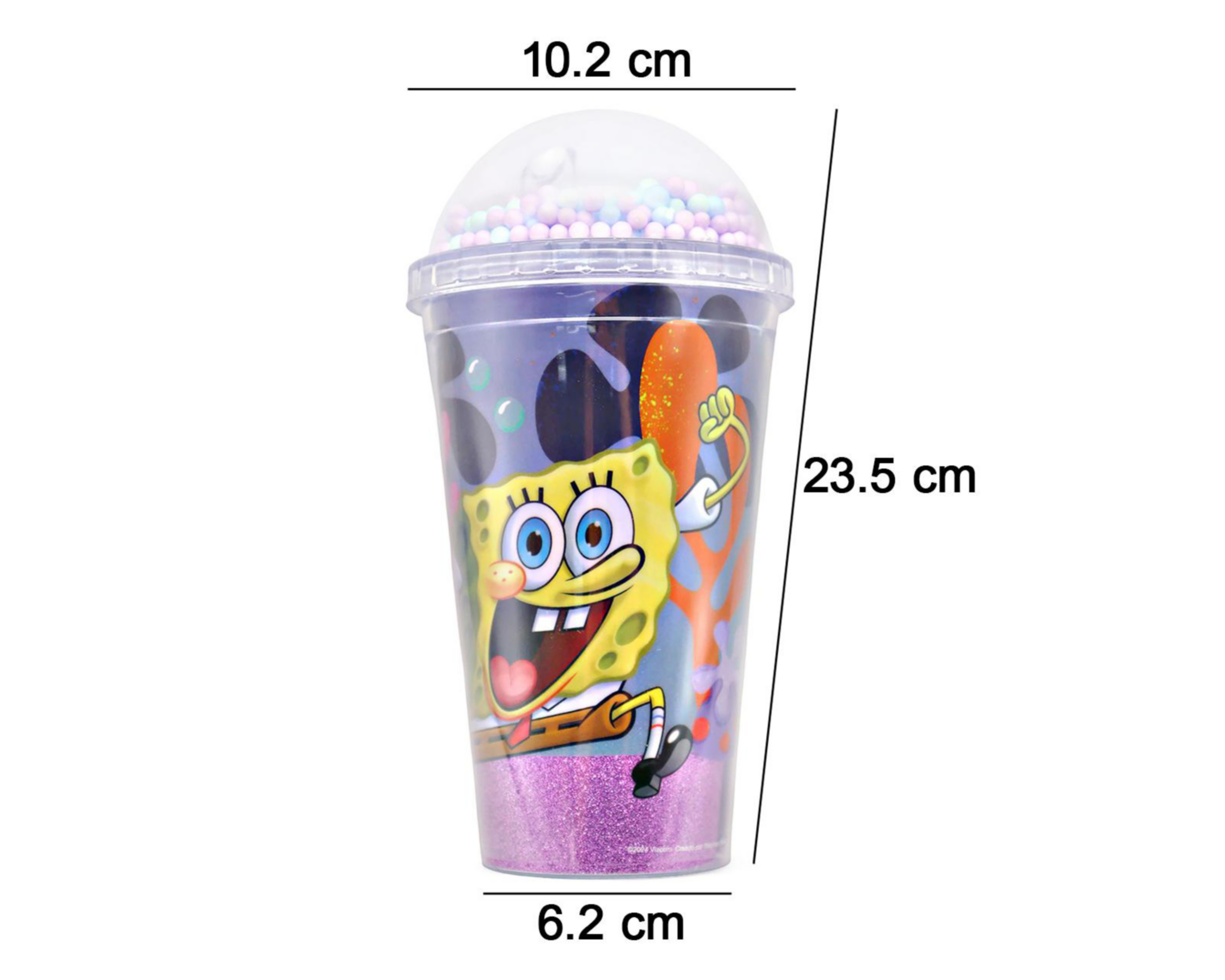 Foto 7 pulgar | Vaso con Tapadera de Plástico Fun Kids Bob Esponja 480 ml