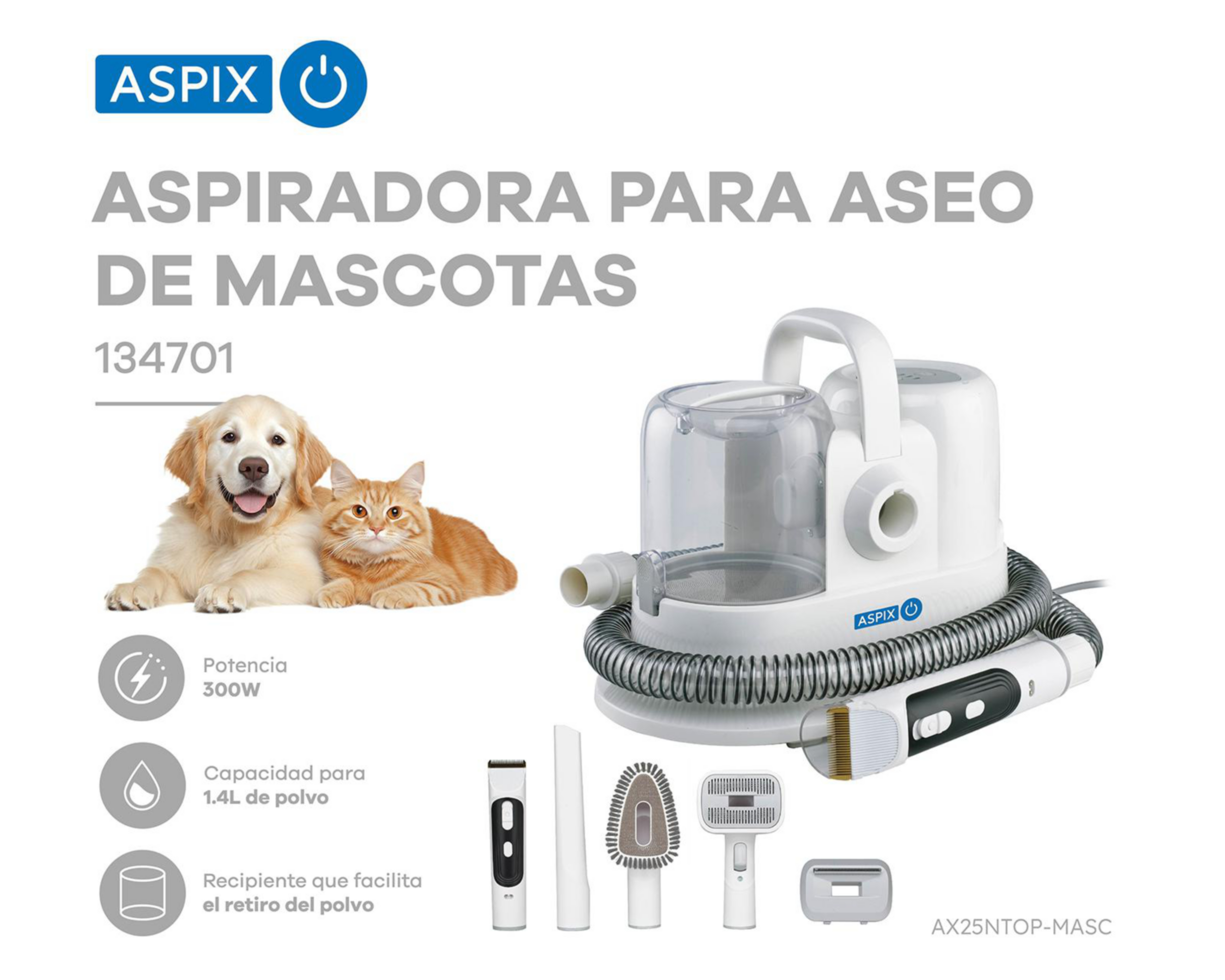 Foto 6 | Aspiradora para Aseo de Mascotas Aspix AX25NTOP