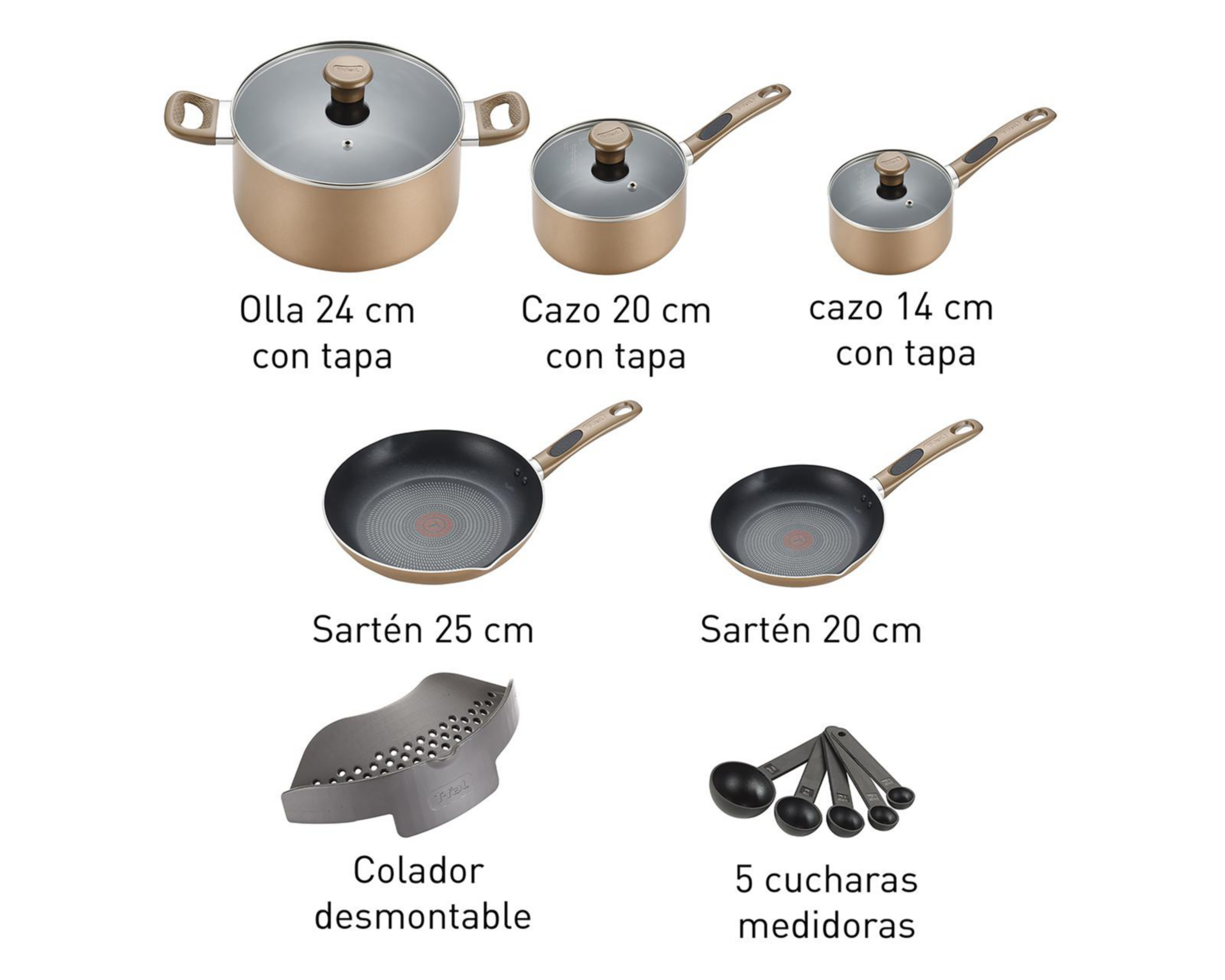 Foto 6 pulgar | Batería de Cocina T-Fal Excite 14 Piezas de Aluminio