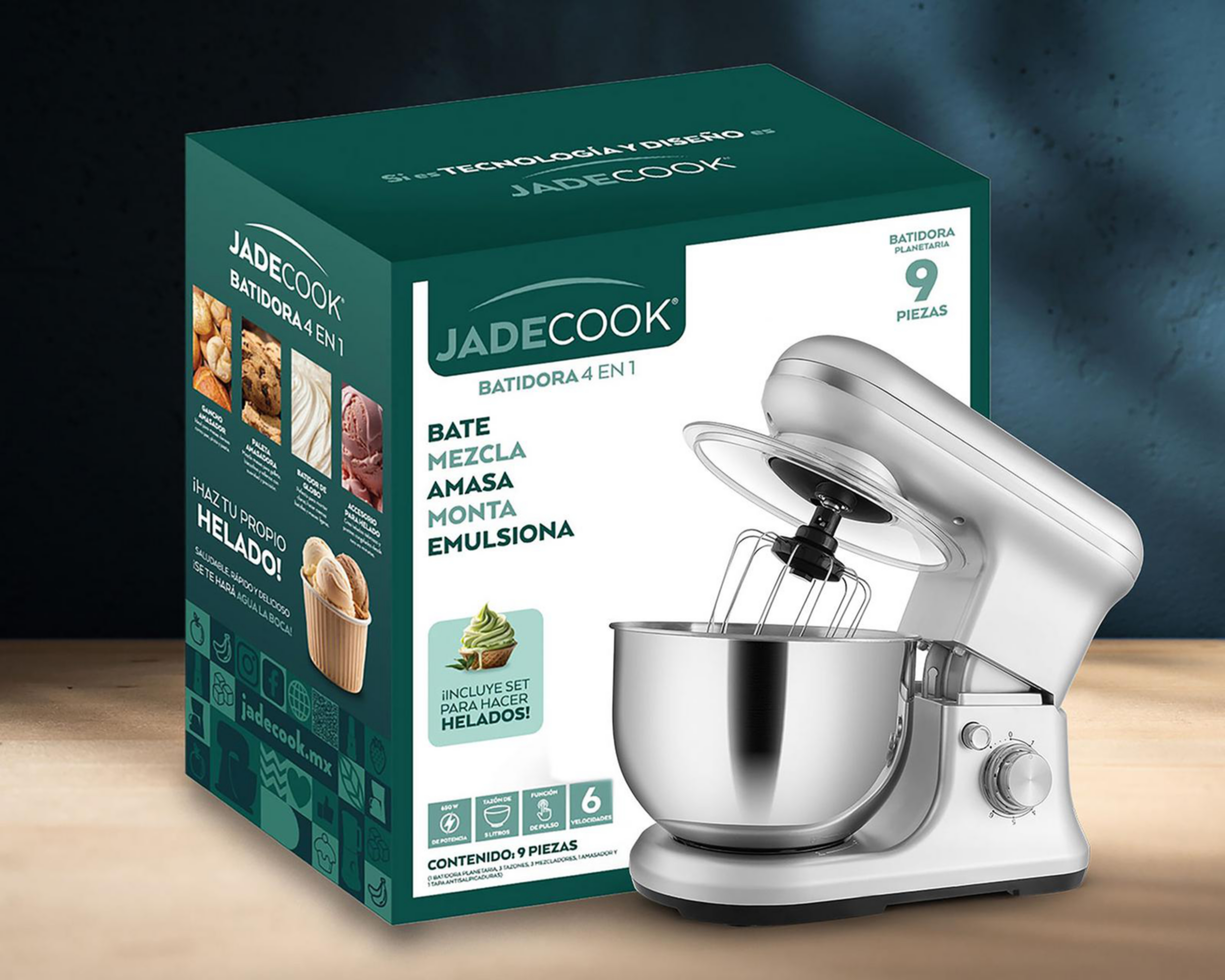 Foto 5 pulgar | Batidora de Pedestal Jade Cook 4 en 1 6 Velocidades con 8 Accesorios