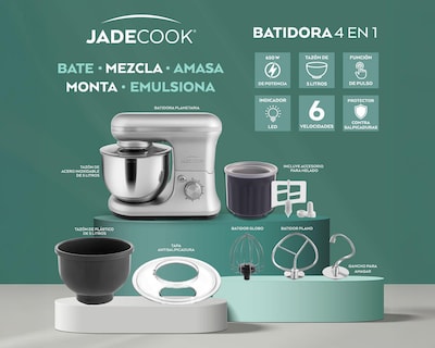 Foto 5 | Batidora de Pedestal Jade Cook 4 en 1 6 Velocidades con 8 Accesorios