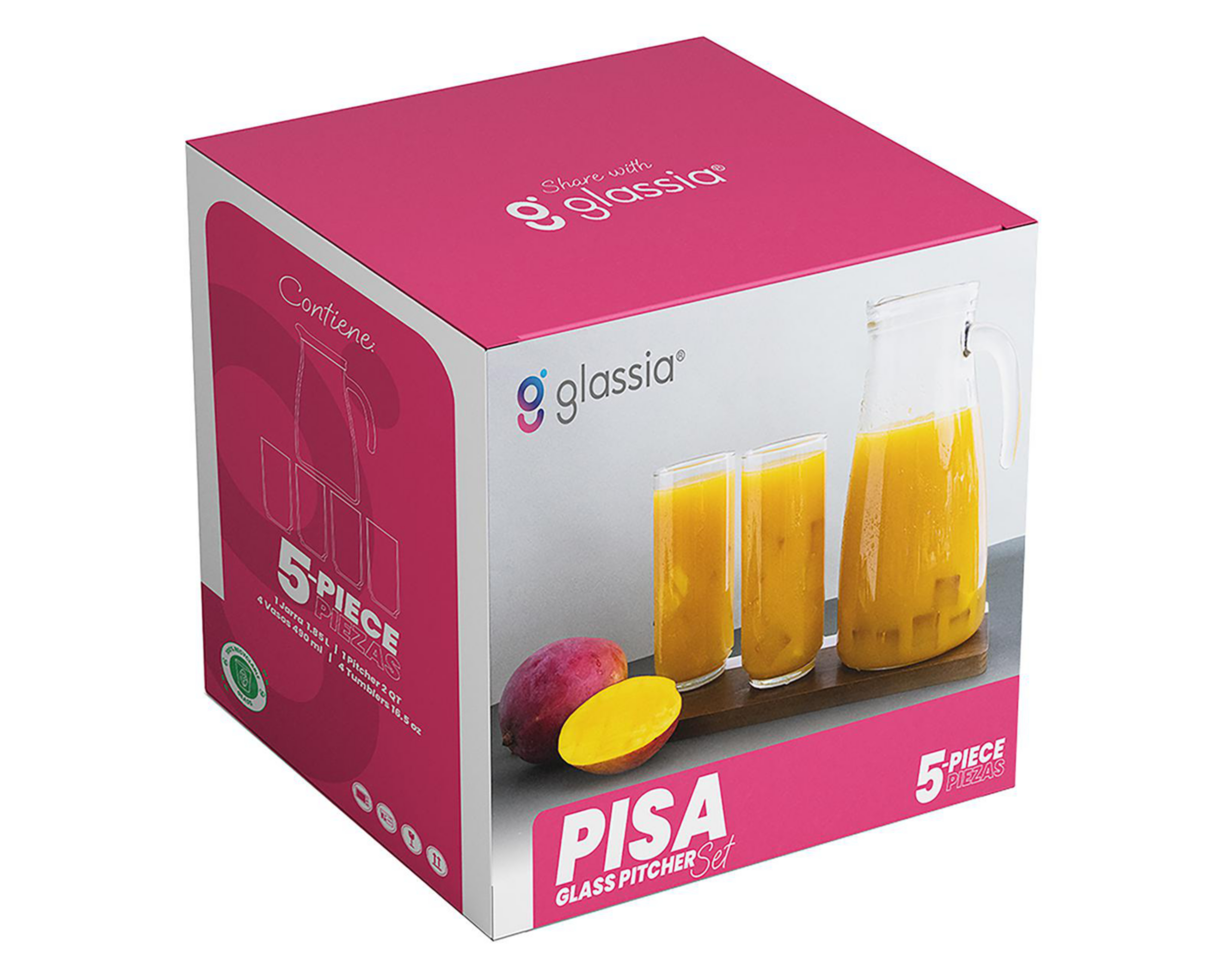 Foto 5 pulgar | Juego de Jarra y Vasos de Cristal Glassia 5 Piezas