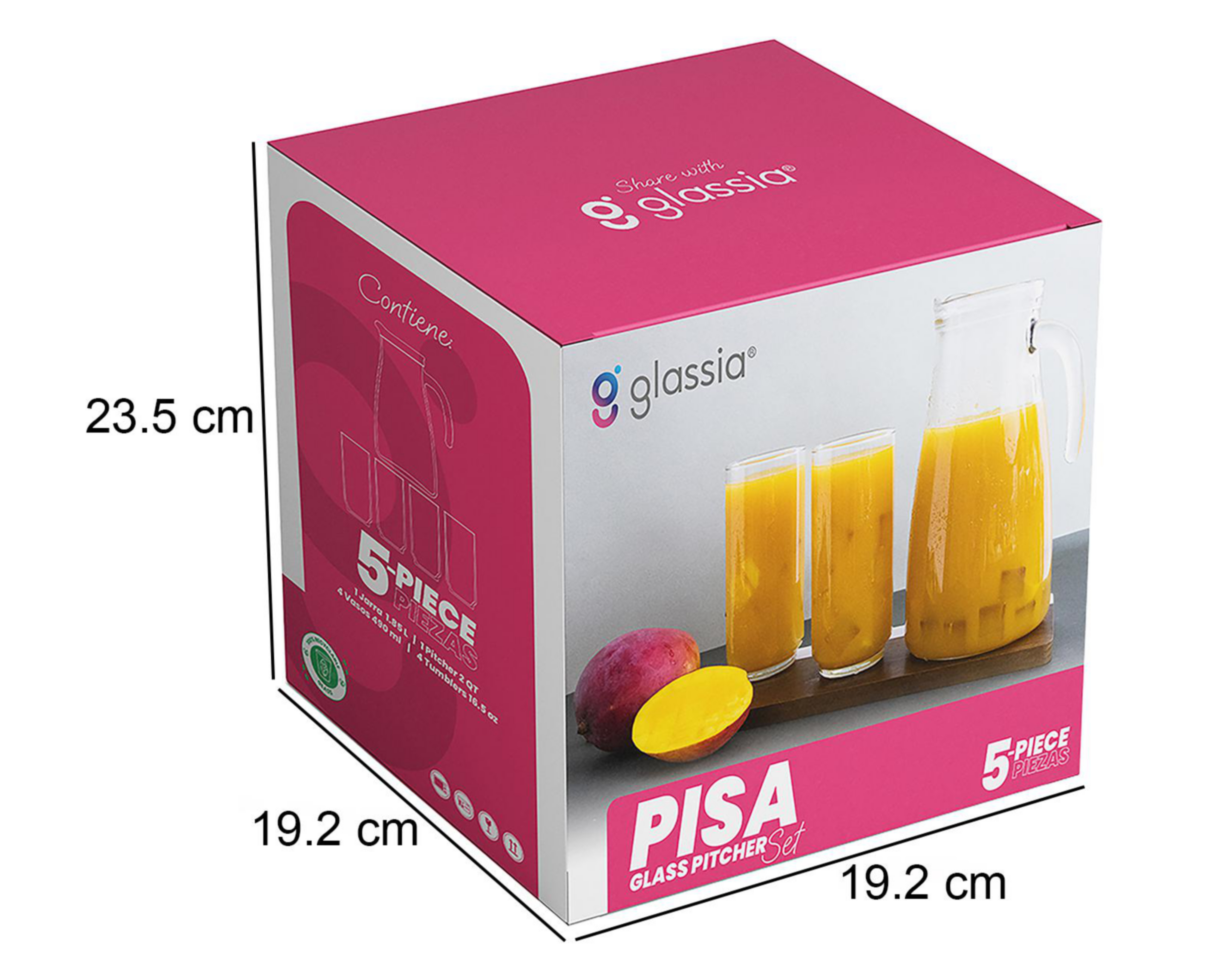 Foto 6 pulgar | Juego de Jarra y Vasos de Cristal Glassia 5 Piezas