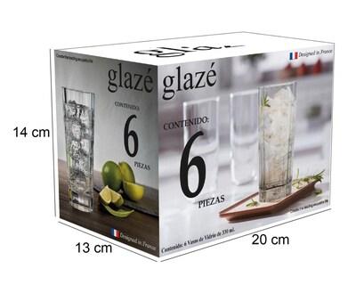 Foto 5 | Vasos de Vidrio Glazé 330 ml 6 Piezas
