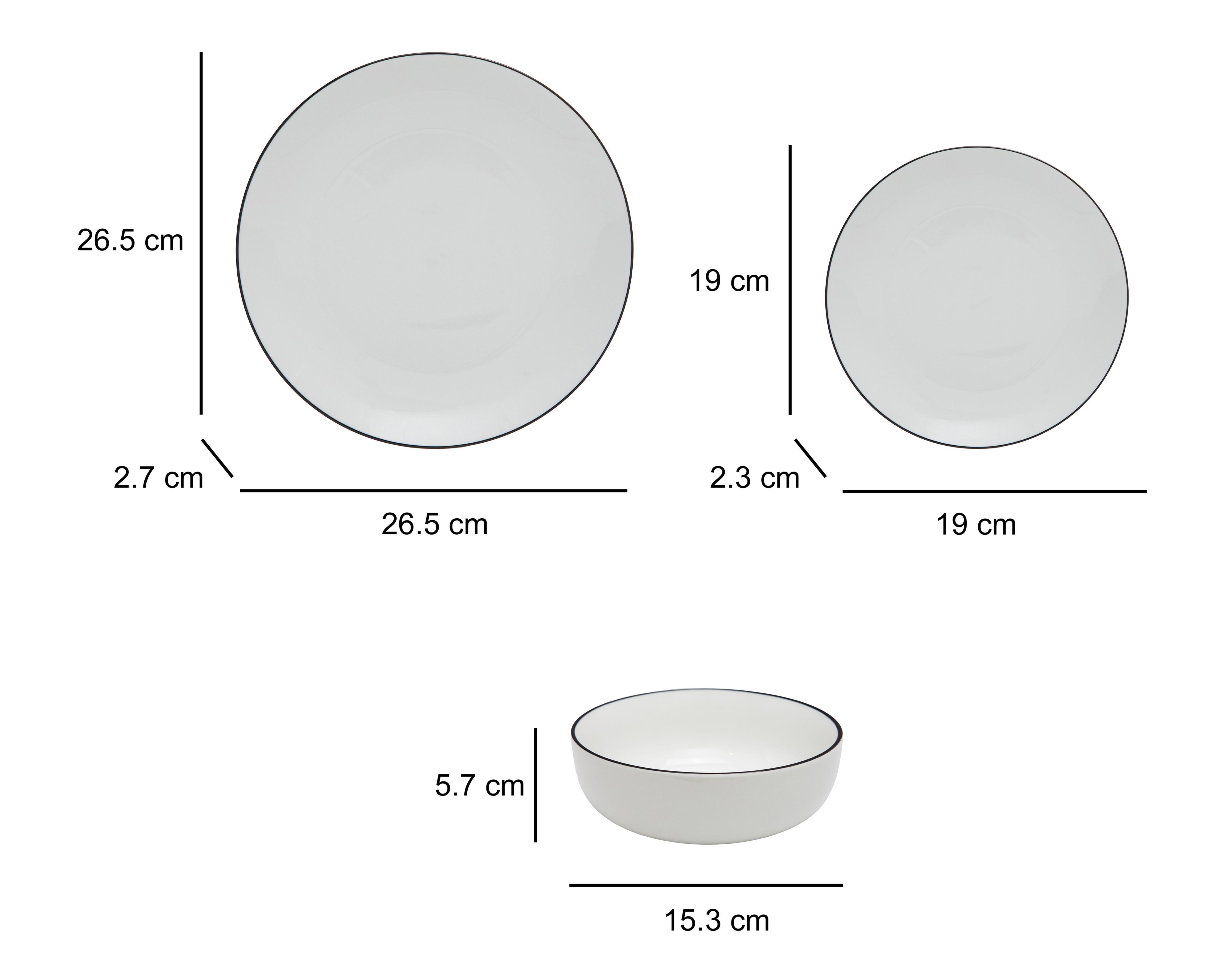 Foto 6 | Vajilla de Porcelana Blanca para 4 Personas 12 Piezas
