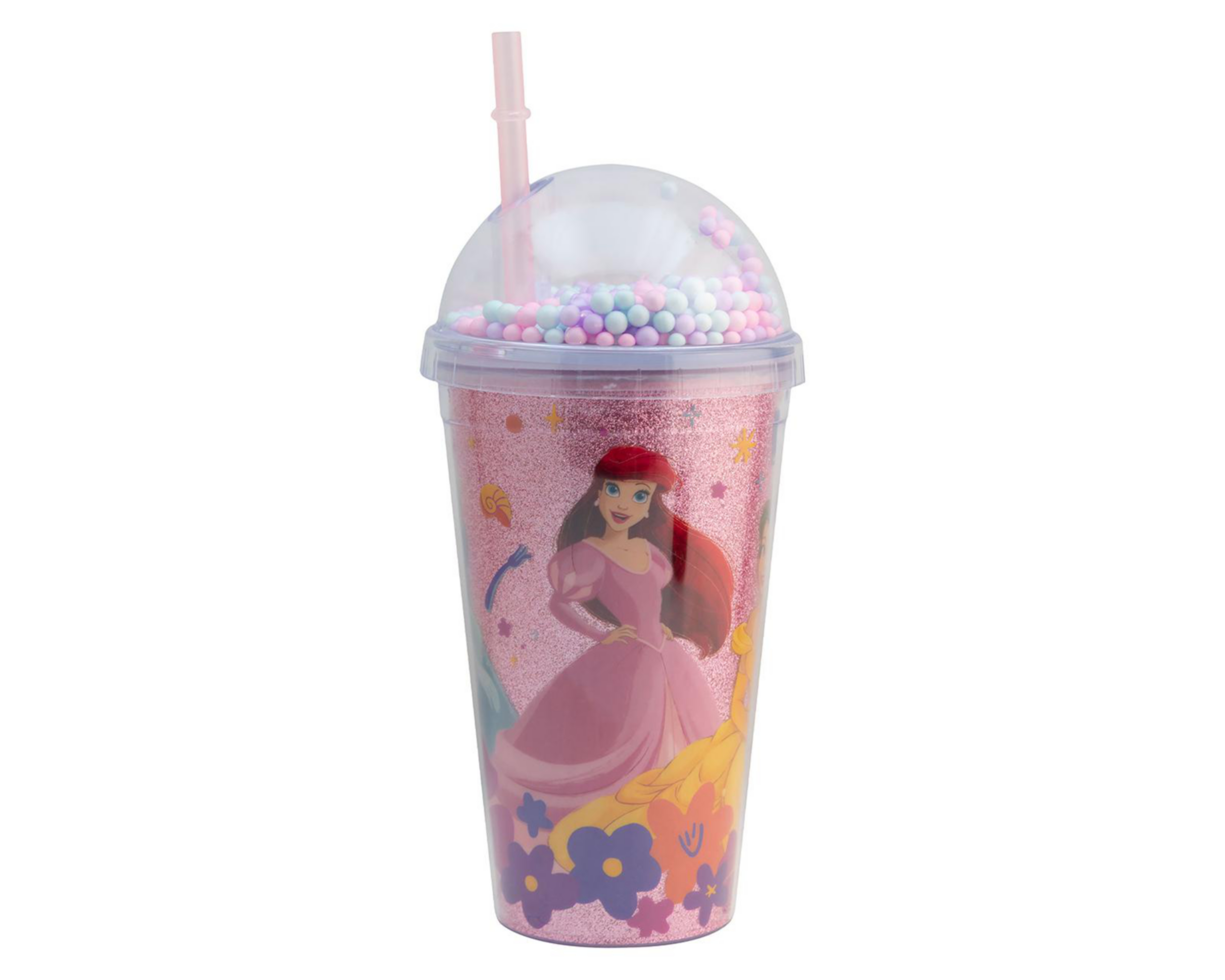 Vaso con Popote de Plástico Fun Kids Princesas 480 ml