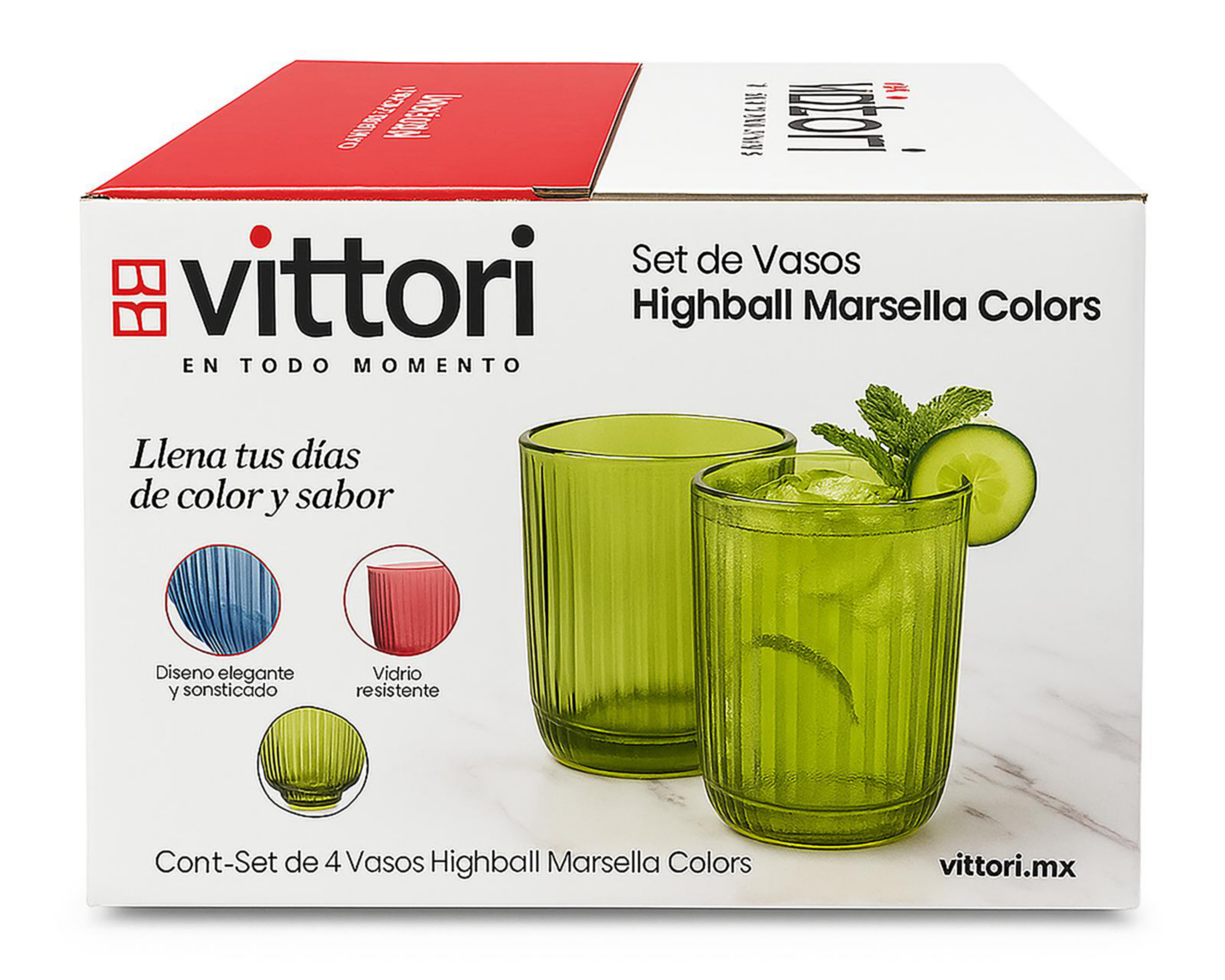 Foto 3 pulgar | Vaso de Vidrio Vittori 420 ml 4 Piezas