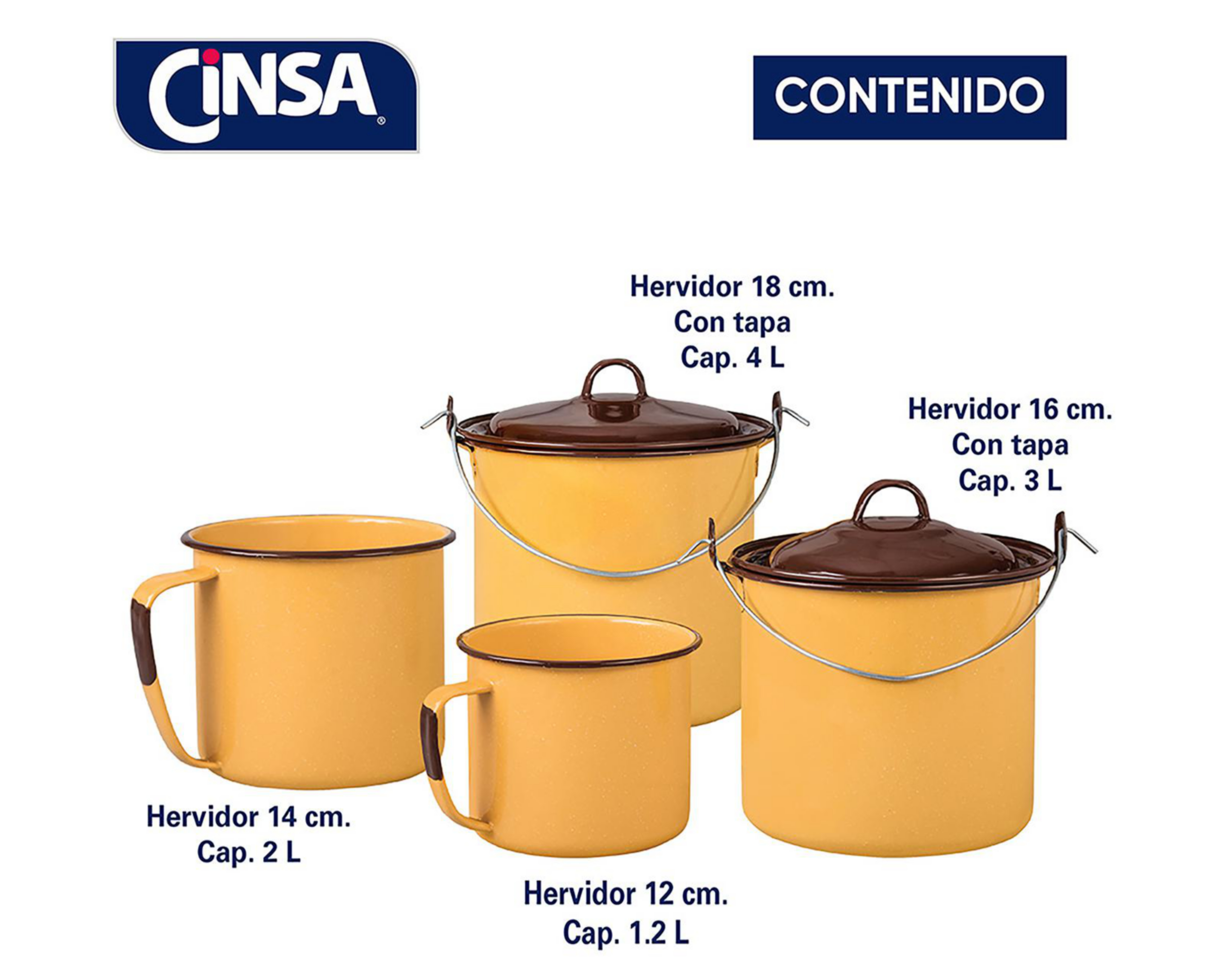 Foto 3 | Juego de Hervidores Cinsa Vainilla 4 Piezas