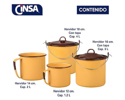 Foto 3 | Juego de Hervidores Cinsa Vainilla 4 Piezas