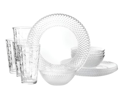 Foto 2 | Vajilla de Vidrio Transparente para 4 Personas 12 Piezas
