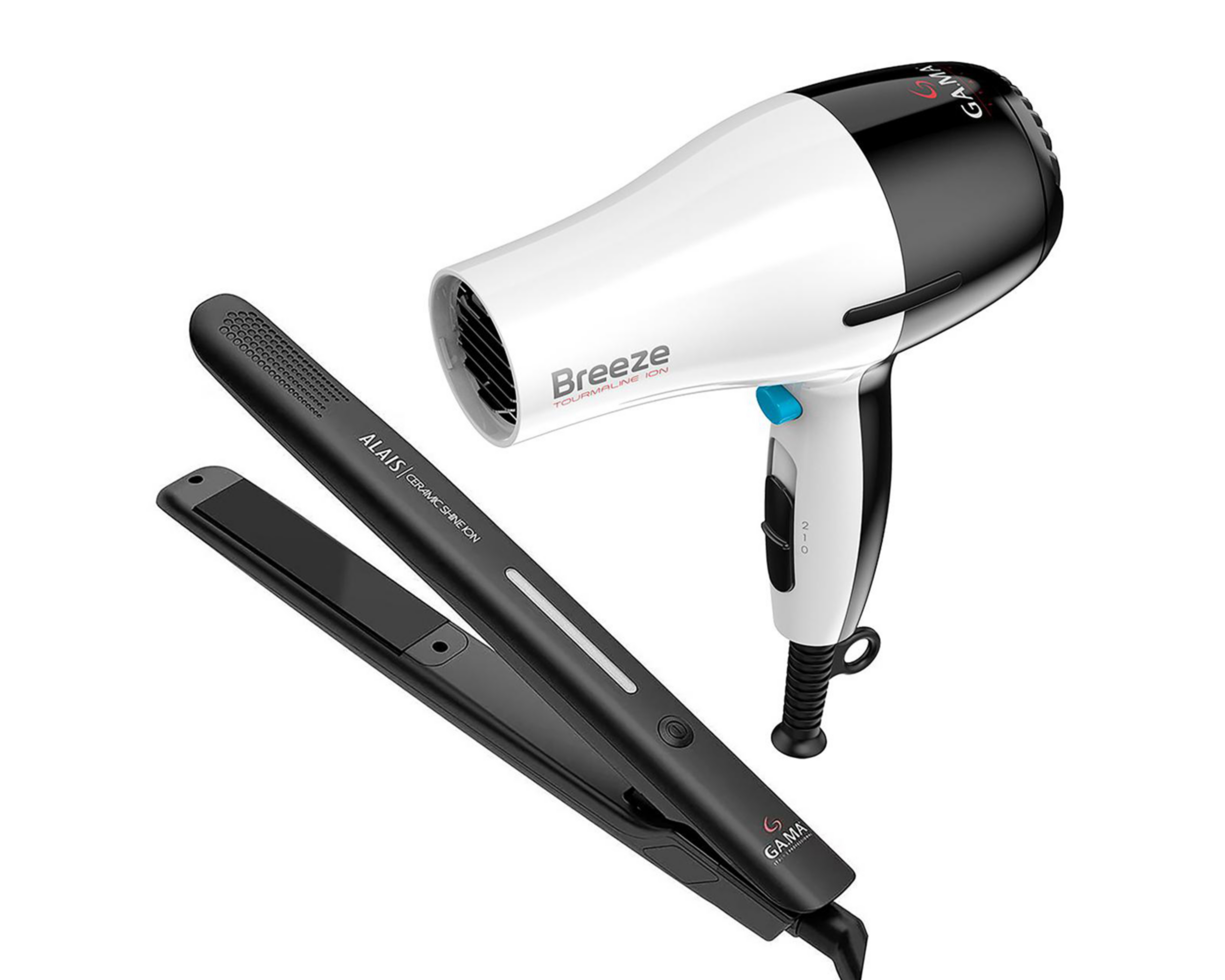 Combo de Plancha y Secadora para Cabello Gama Italy Alais Breeze Turmalina + Cerámica
