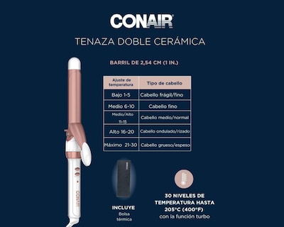 Foto 7 | Tenaza Rizadora Conair Doble Cerámica