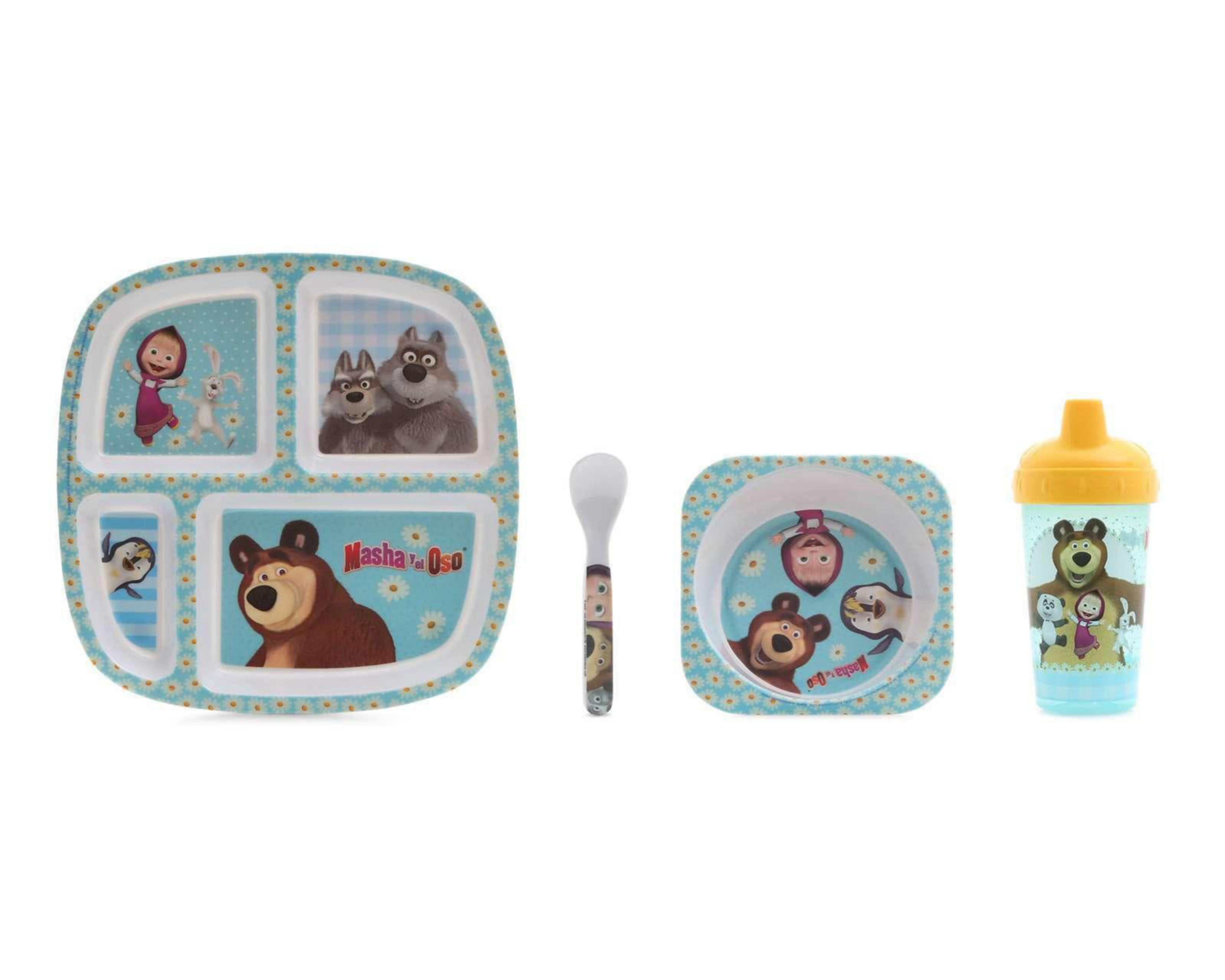 Foto 2 pulgar | Vajilla Infantil de Melamina Masha y el Oso 4 Piezas