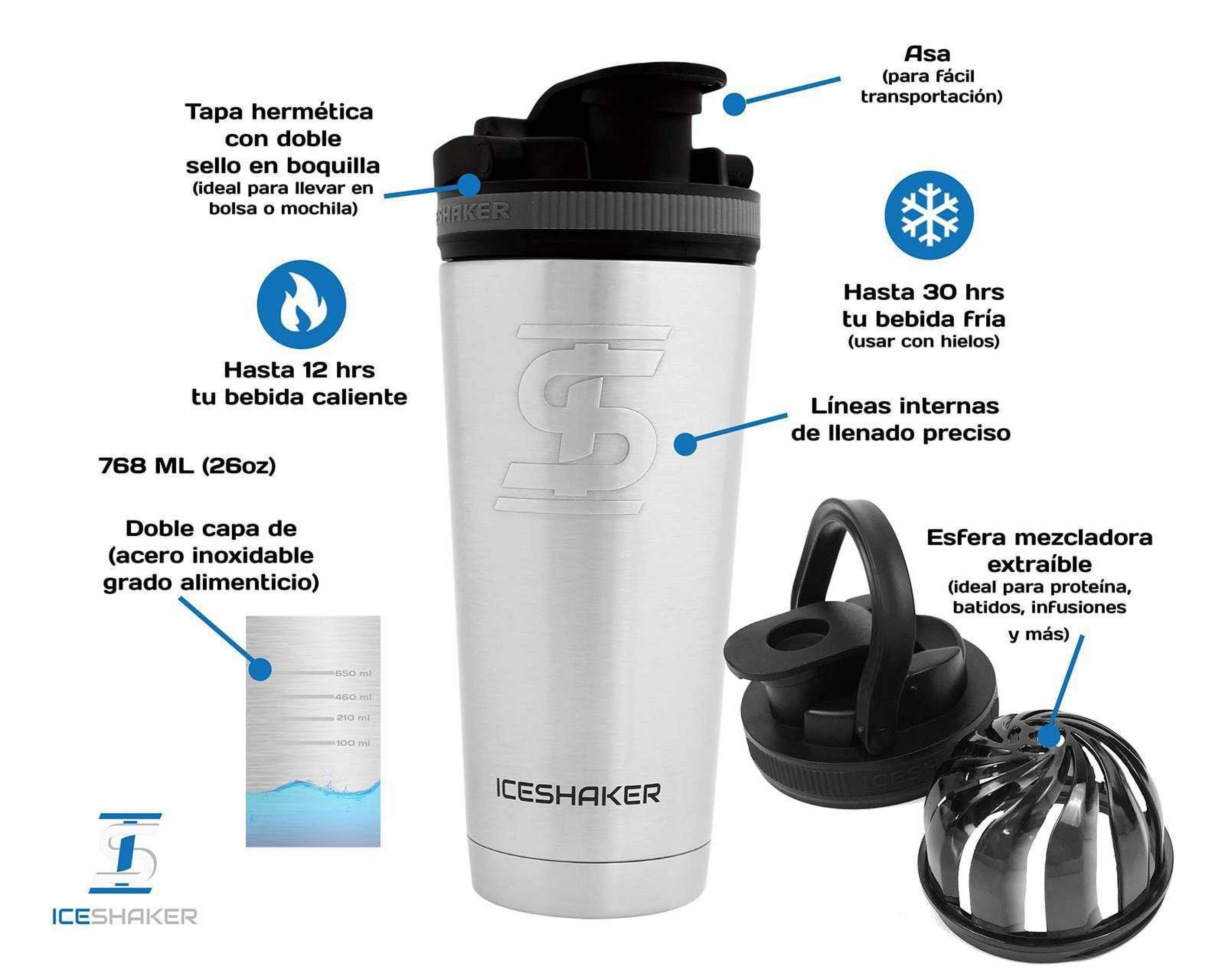 Foto 6 pulgar | Termo Ice Shaker Acero 780 ml