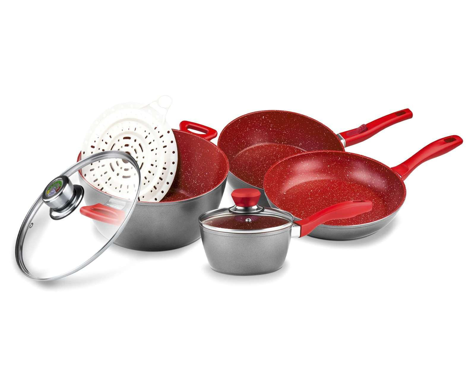 Bateria de Cocina de Aluminio FlavorStone Grande 7 Piezas Antihaderente