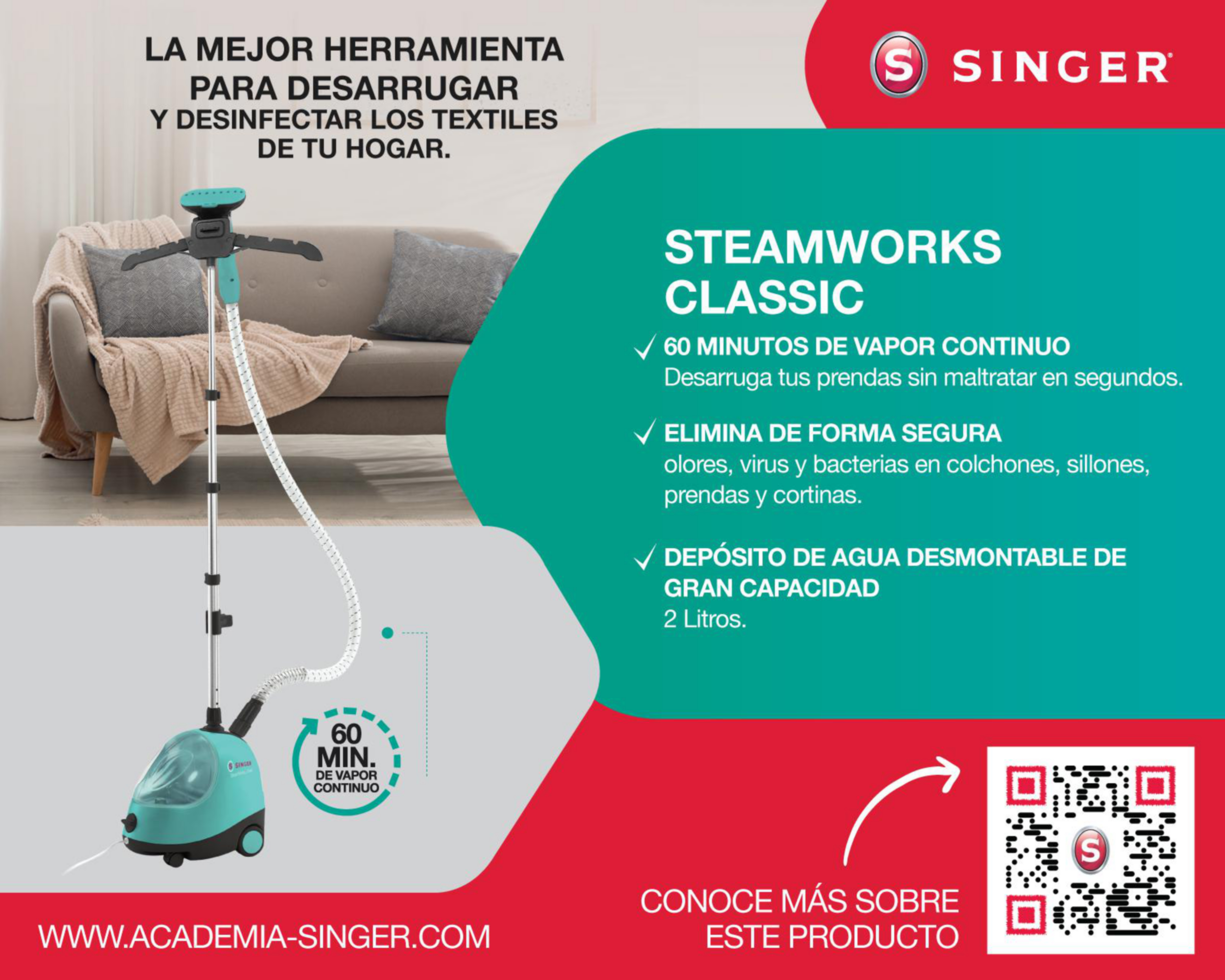 Foto 8 pulgar | Plancha Vertical Singer Steamworks de 1500 W Verde