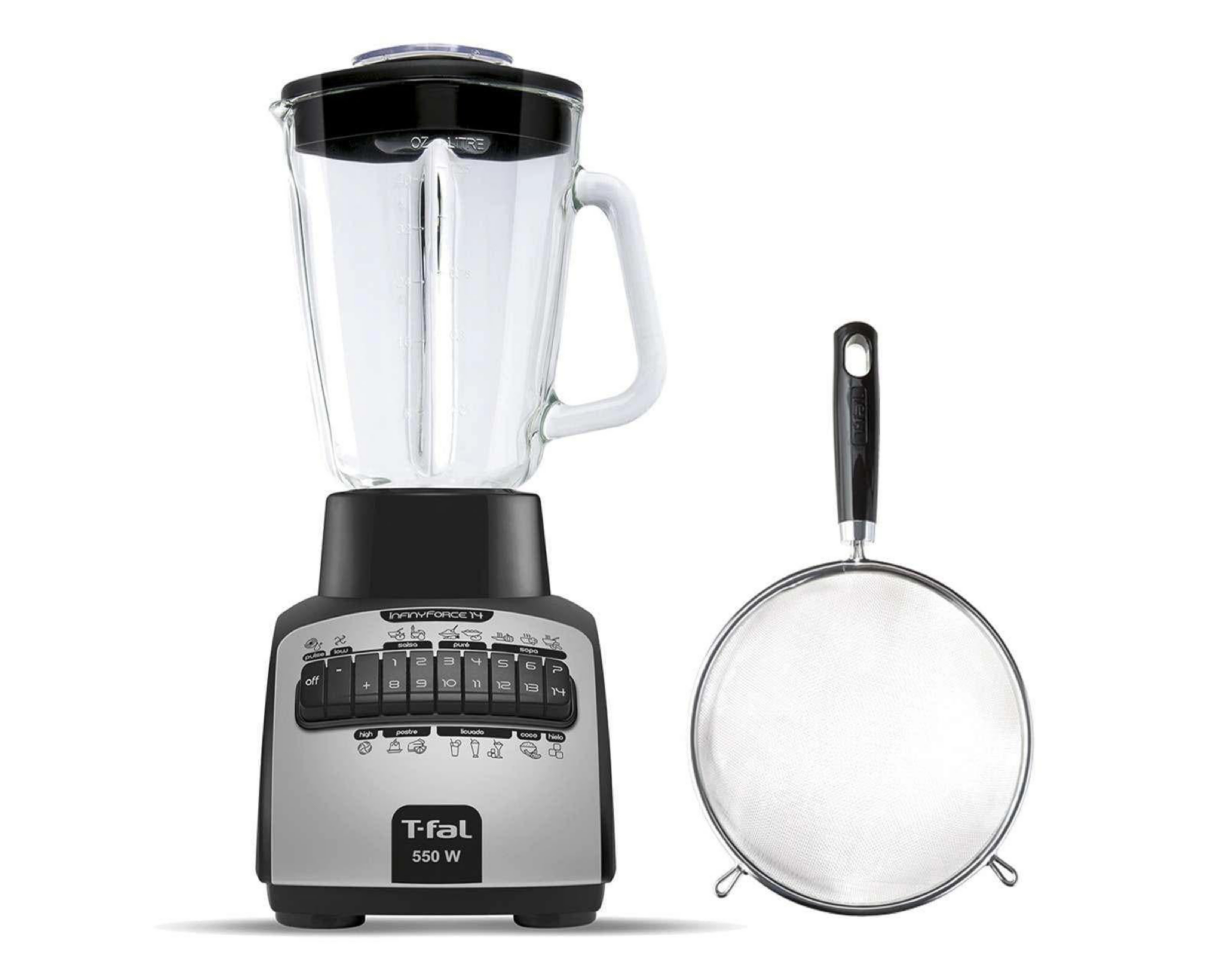Foto 3 pulgar | Licuadora T-Fal InfinyForce 14 Velocidades Vaso de Vidrio con Colador de Regalo