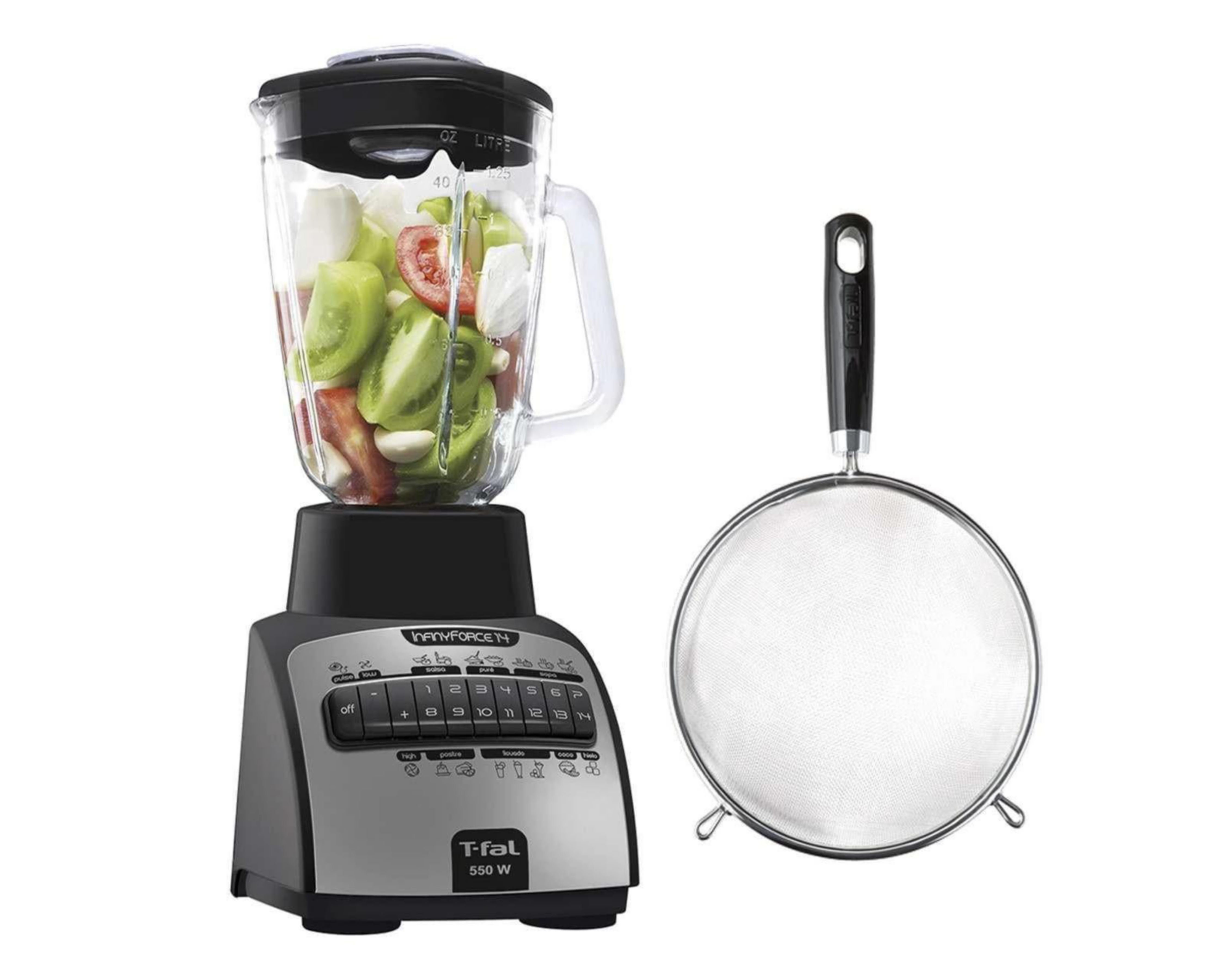 Foto 5 pulgar | Licuadora T-Fal InfinyForce 14 Velocidades Vaso de Vidrio con Colador de Regalo