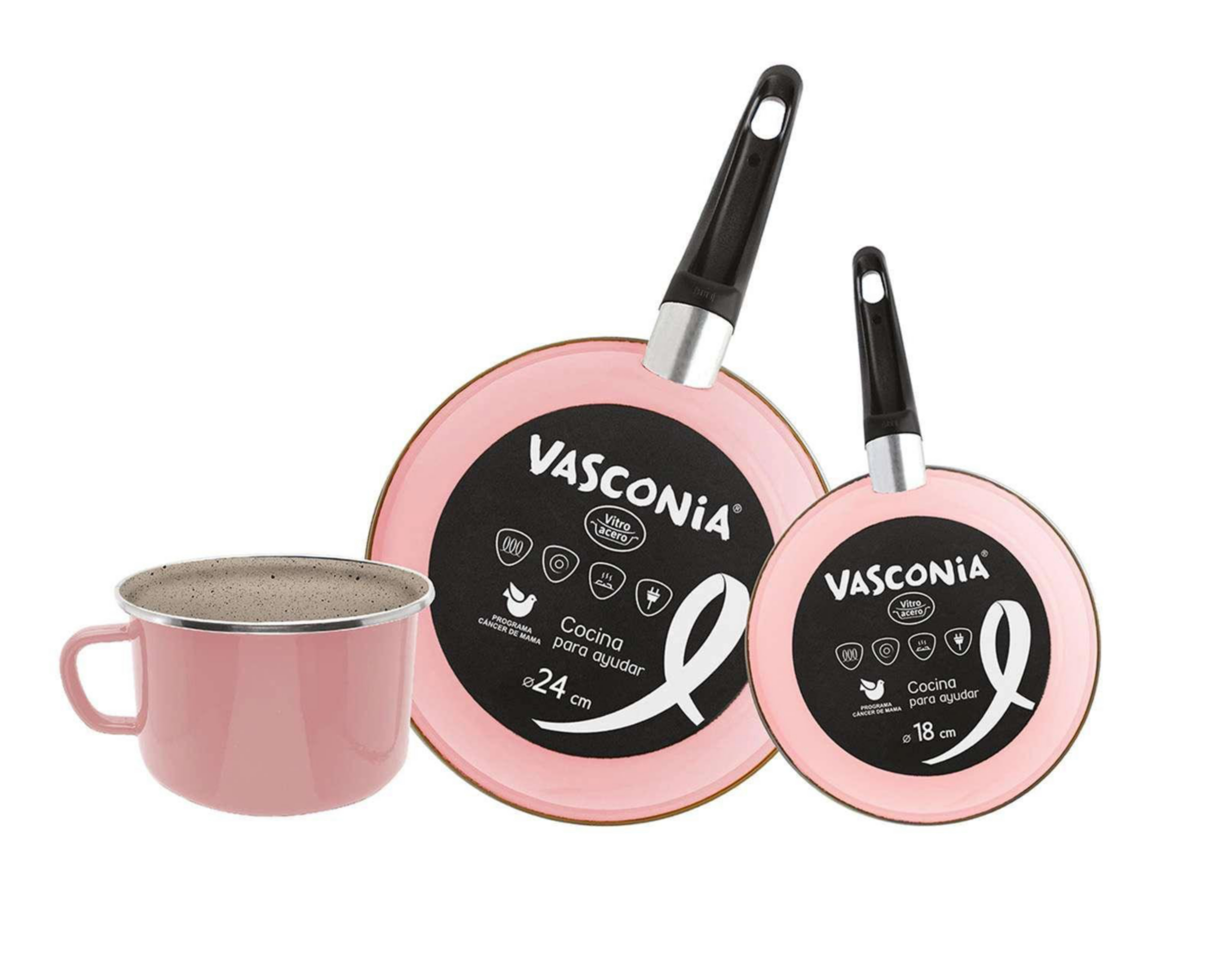 Juego de Sartenes Vasconia Rosa 3 Piezas
