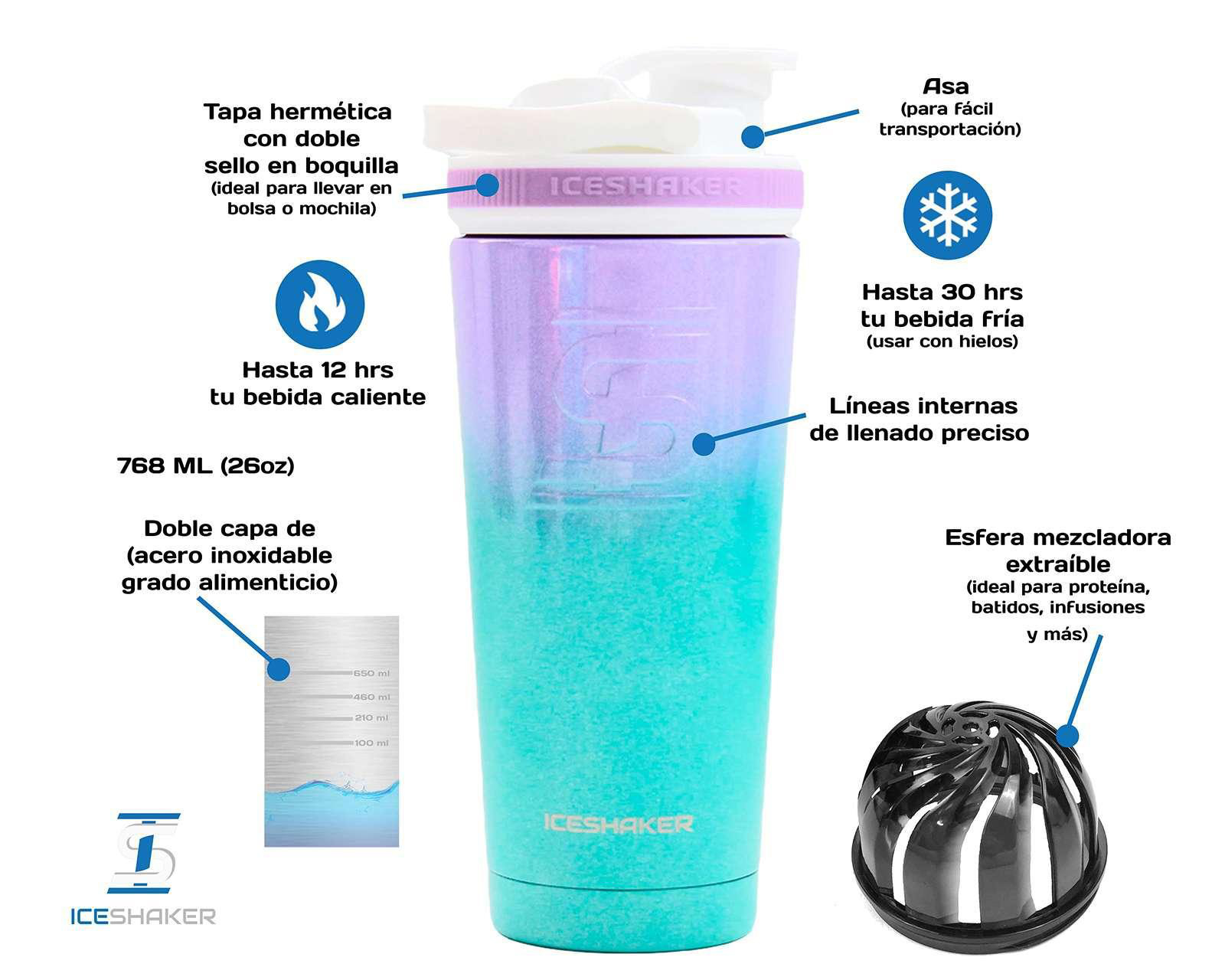 Foto 4 pulgar | Termo Ice Shaker Mermaid 768 ml