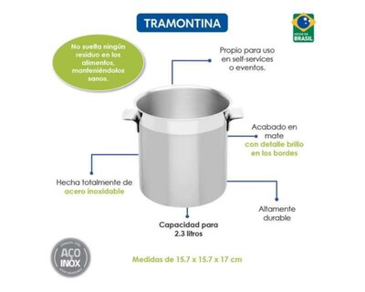 Foto 5 | Hielera Tramontina 7891116030981 2.3 l de Acero Inoxidable