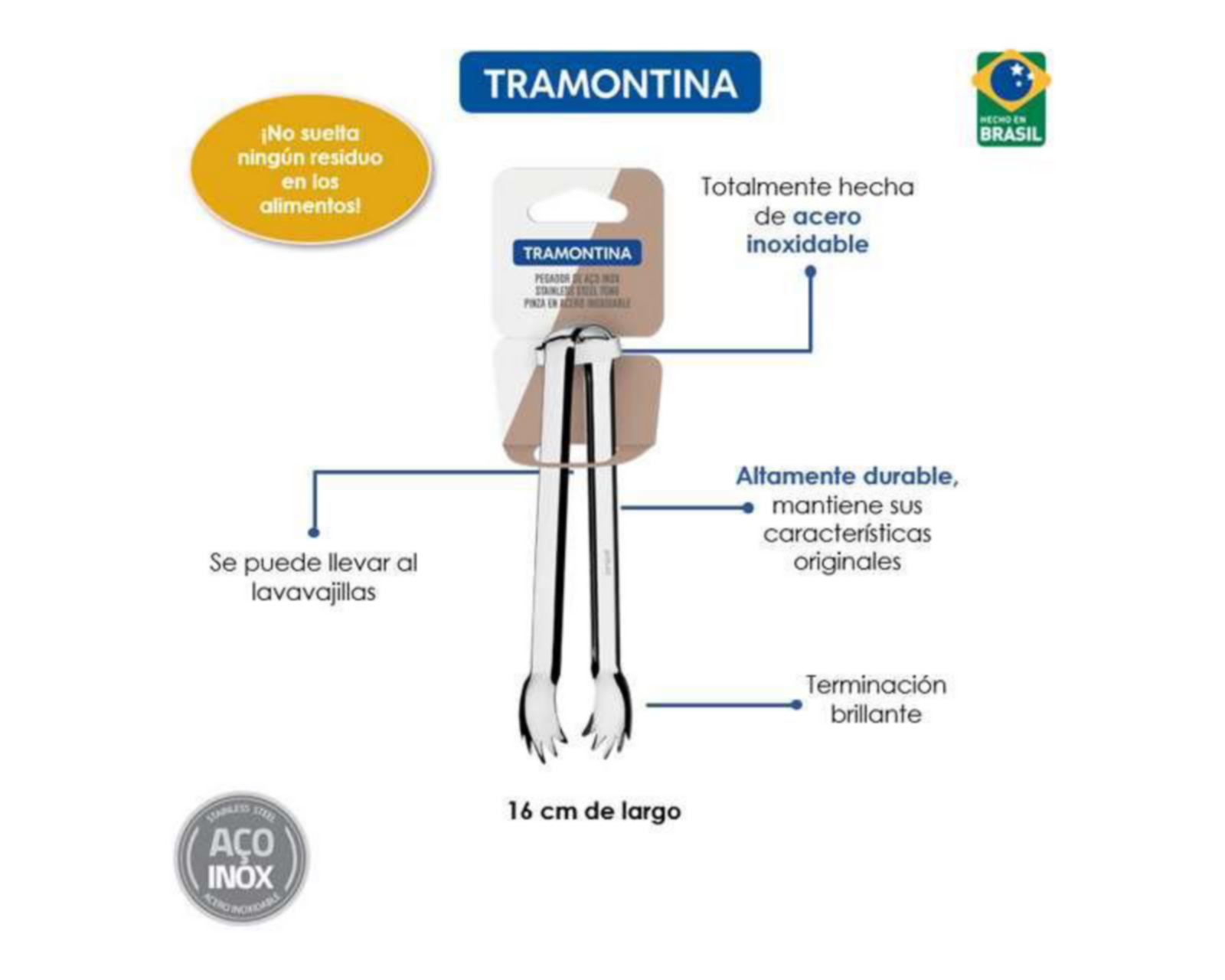 Foto 5 | Pinza Tramontina de Acero Inoxidable