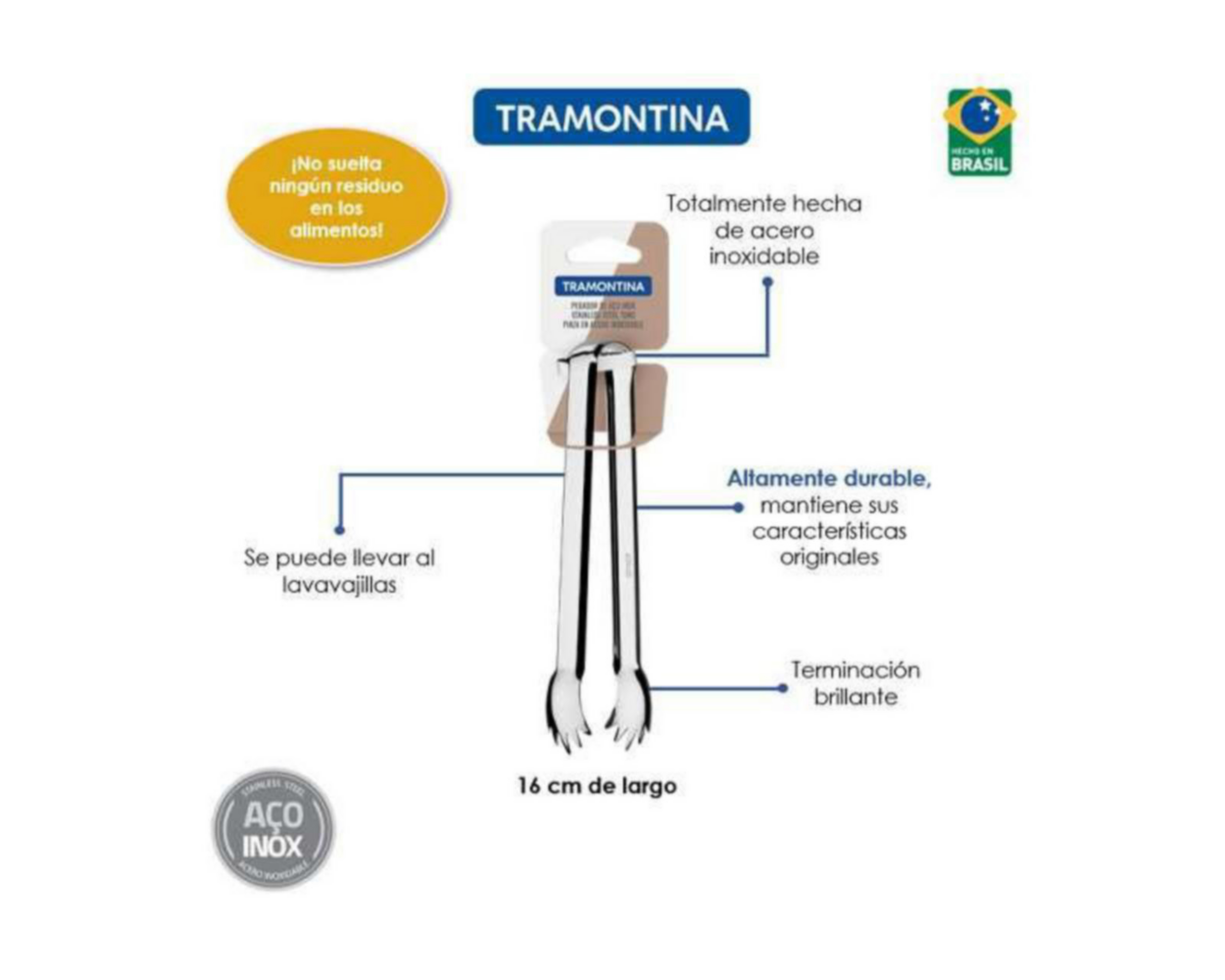 Foto 4 | Pinza para Hielo Tramontina de Acero Inoxidable