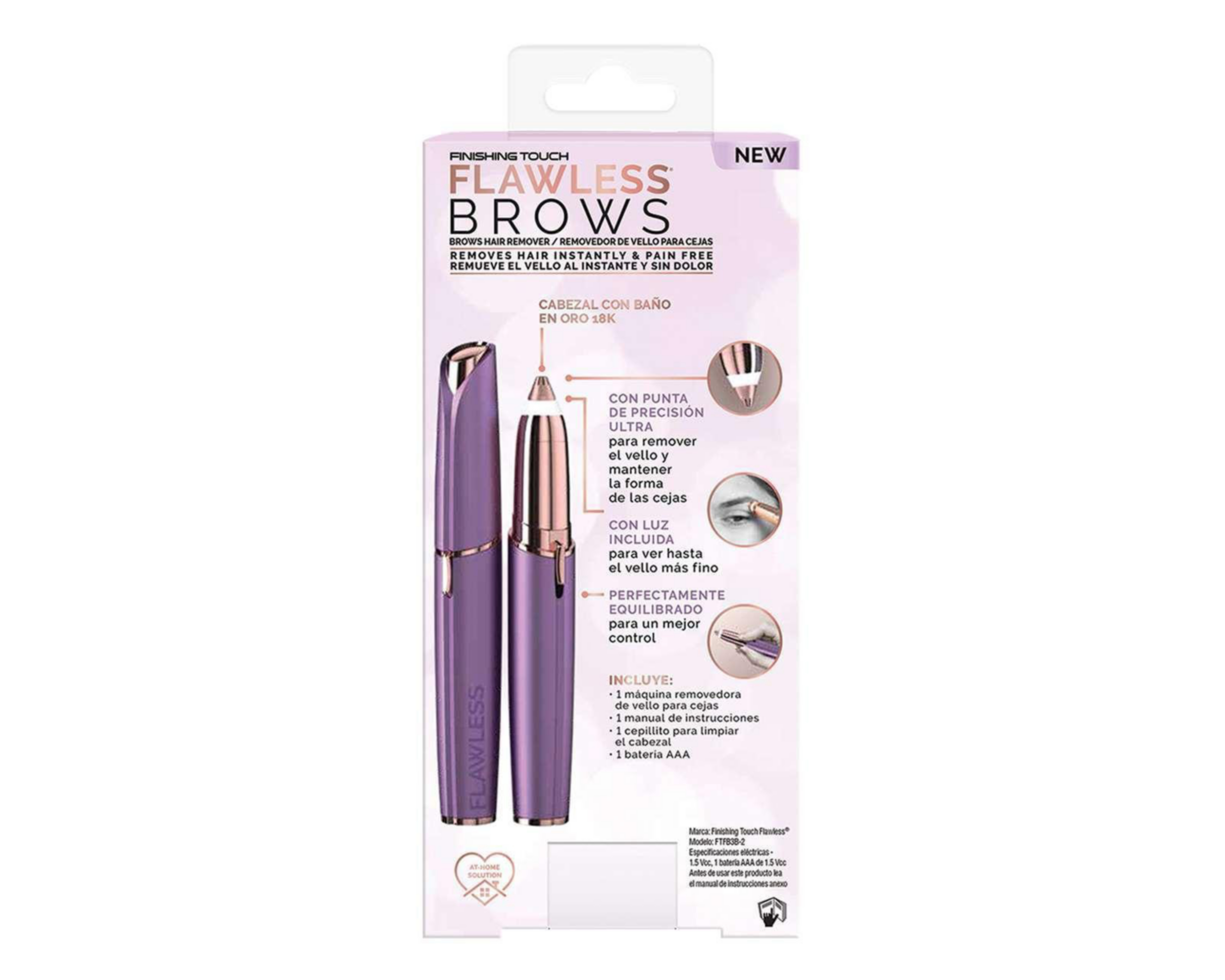 Foto 2 pulgar | Depiladora de Vello Flawless Brow Lavanda 3.0