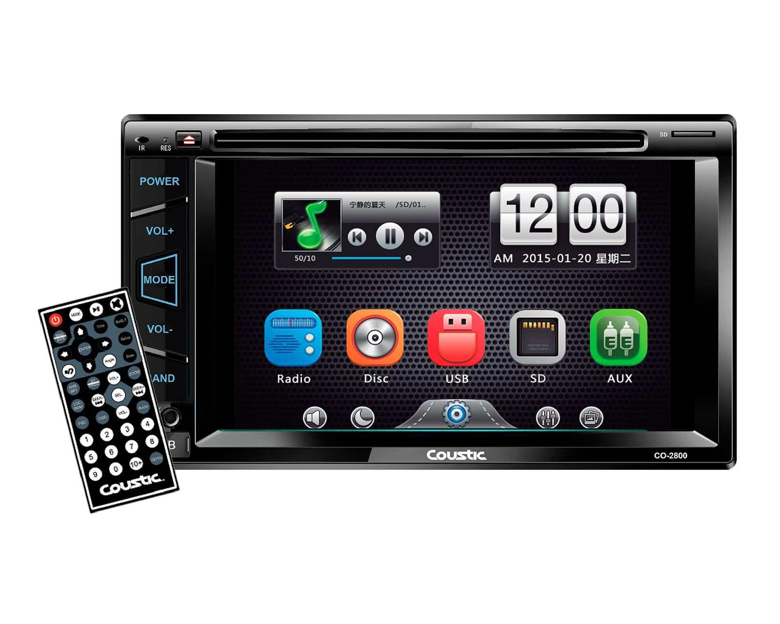 Foto 5 pulgar | Autoestereo Coustic Multimedia con CD CO-2800 de 6.2" Bluetooth IOS y Android Negro