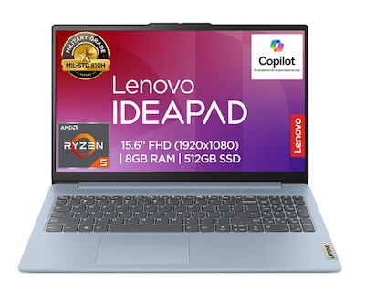 Foto 1 | Laptop Lenovo IdeaPad Slim 3 15.6 Pulgadas Windows 11 AMD Ryzen 5 8 GB RAM 512 GB SSD Azul