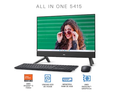 Foto 2 | Computadora de Escritorio Dell Y7D70 23.8 Pulgadas Windows 11 Home AMD Ryzen 8 GB RAM 512 SSD Negra