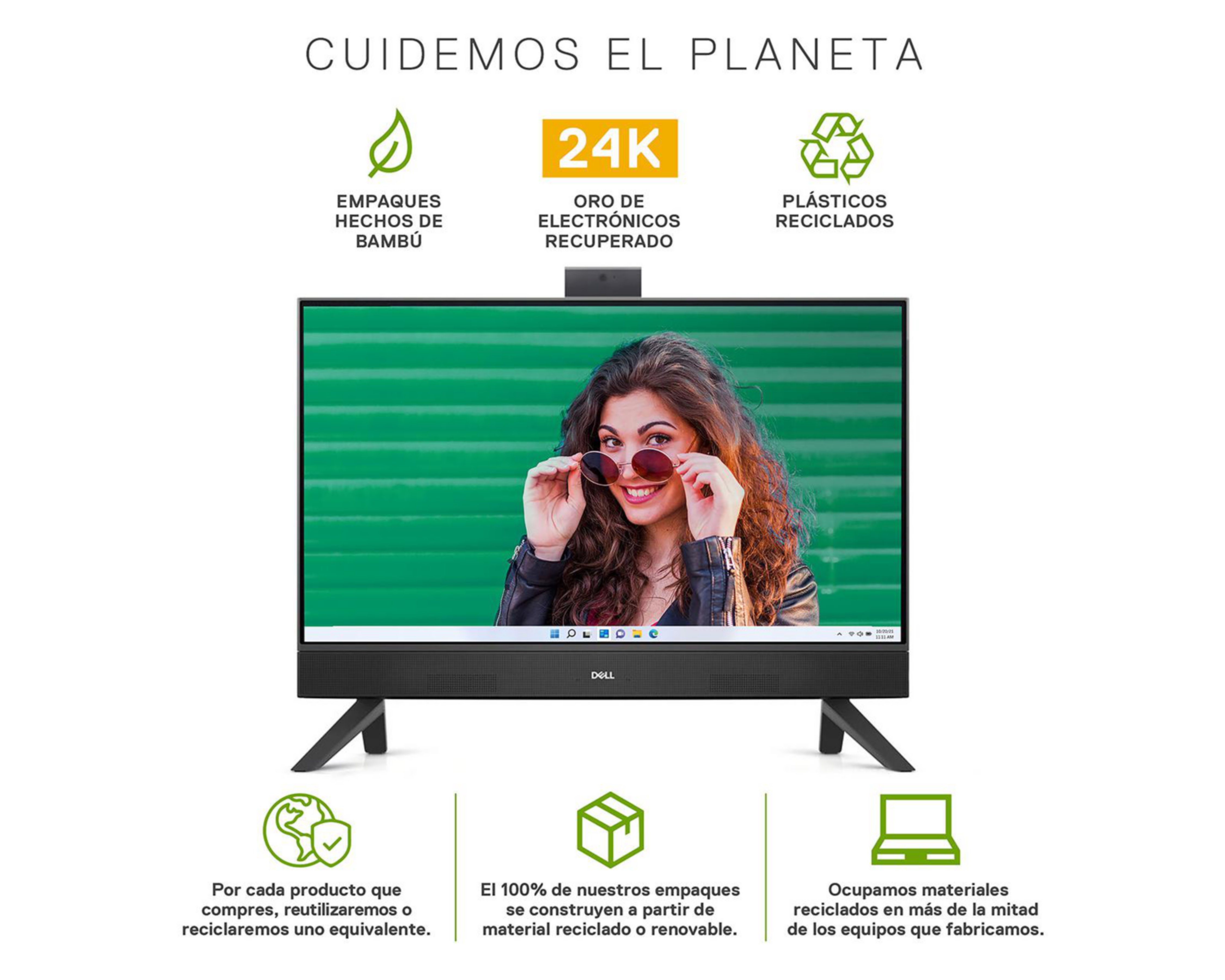 Foto 4 pulgar | Computadora de Escritorio Dell Y7D70 23.8 Pulgadas Windows 11 Home AMD Ryzen 8 GB RAM 512 SSD Negra