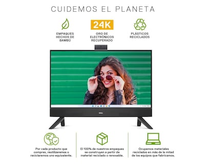 Foto 3 | Computadora de Escritorio Dell Y7D70 23.8 Pulgadas Windows 11 Home AMD Ryzen 8 GB RAM 512 SSD Negra