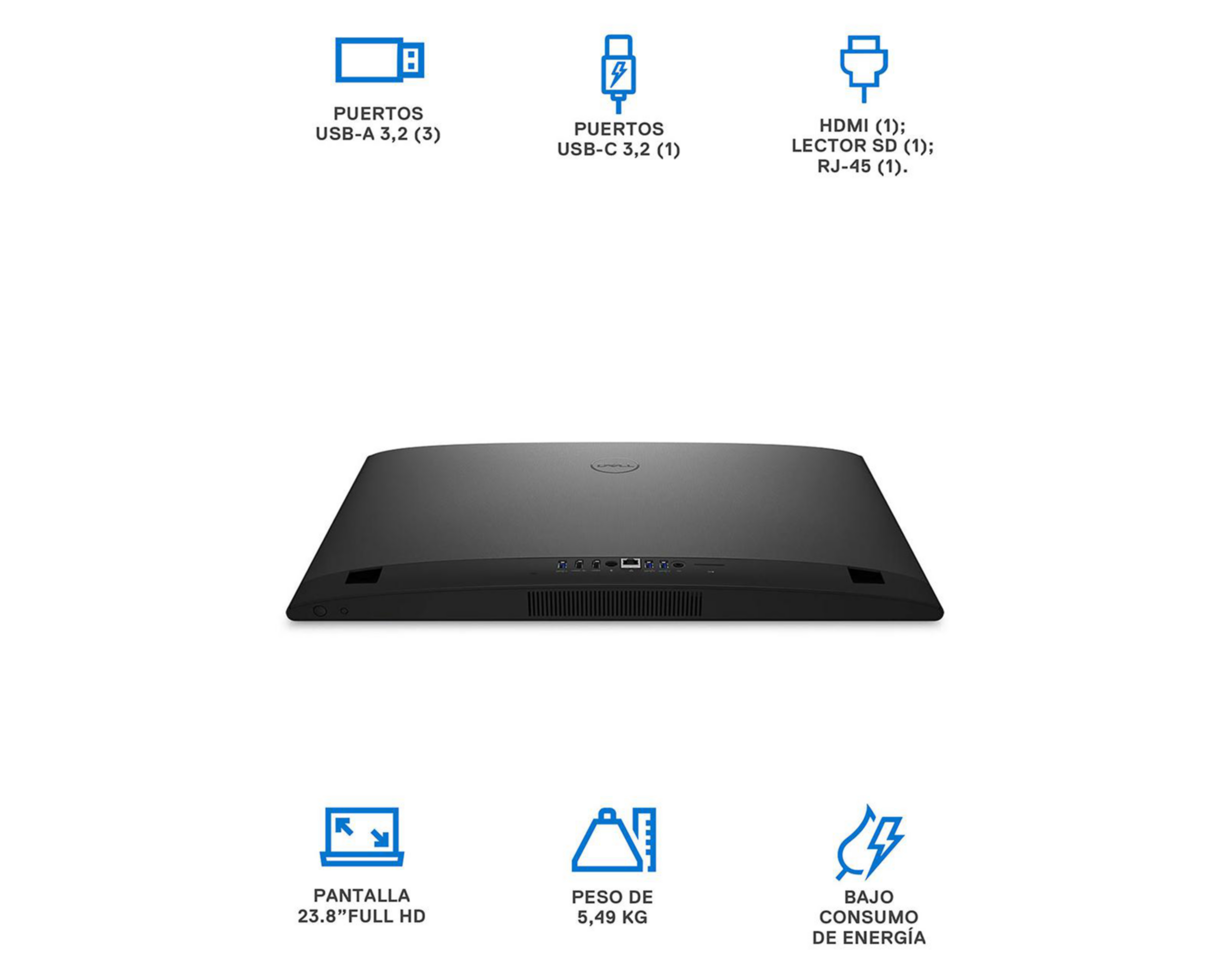 Foto 6 pulgar | Computadora de Escritorio Dell Y7D70 23.8 Pulgadas Windows 11 Home AMD Ryzen 8 GB RAM 512 SSD Negra
