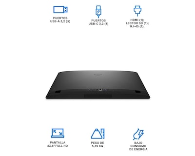 Foto 5 | Computadora de Escritorio Dell Y7D70 23.8 Pulgadas Windows 11 Home AMD Ryzen 8 GB RAM 512 SSD Negra