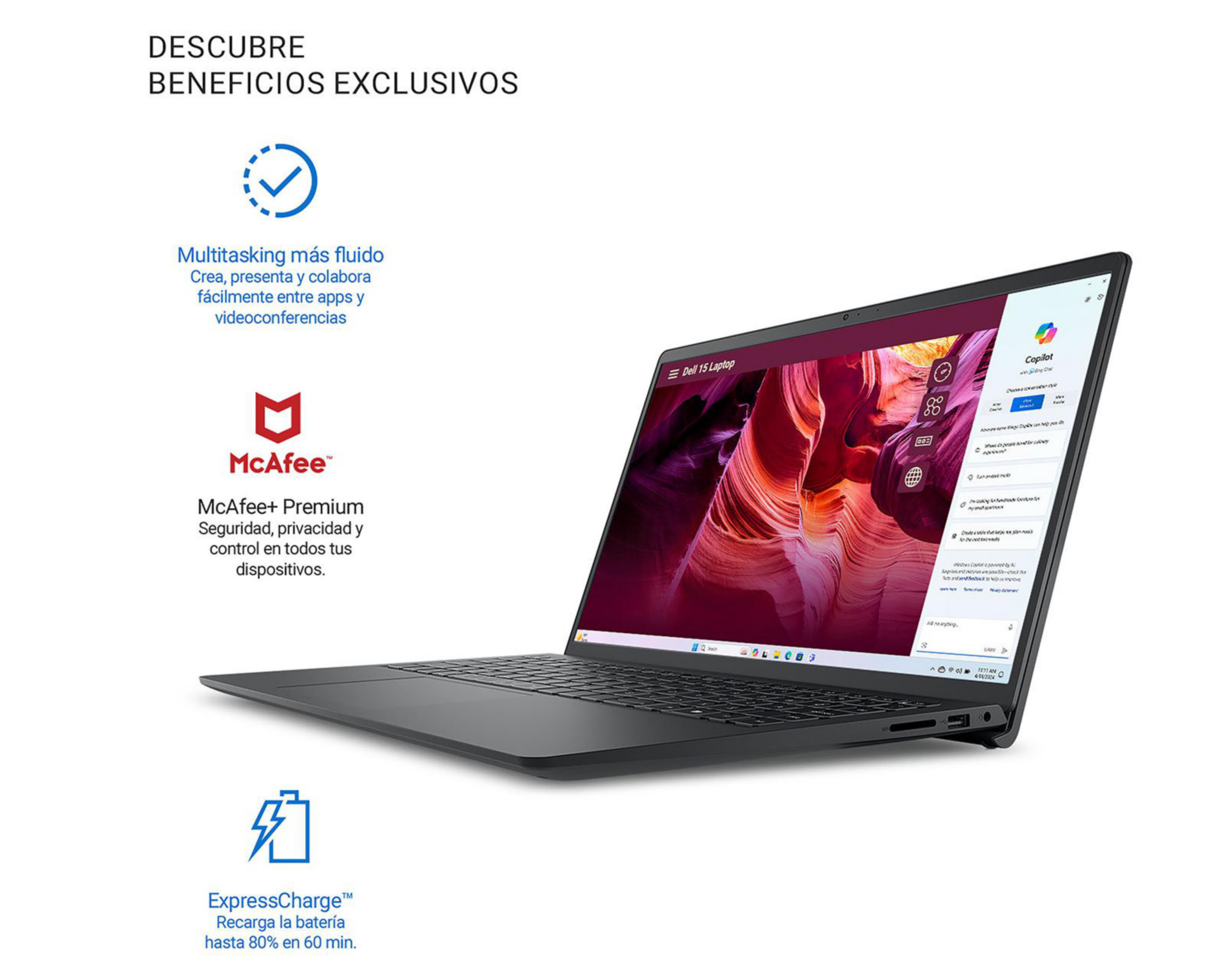 Foto 2 | Laptop Dell 15 DC15255 15.6 Pulgadas Windows 11 AMD Ryzen 7 16 GB RAM 1 TB SSD Negra