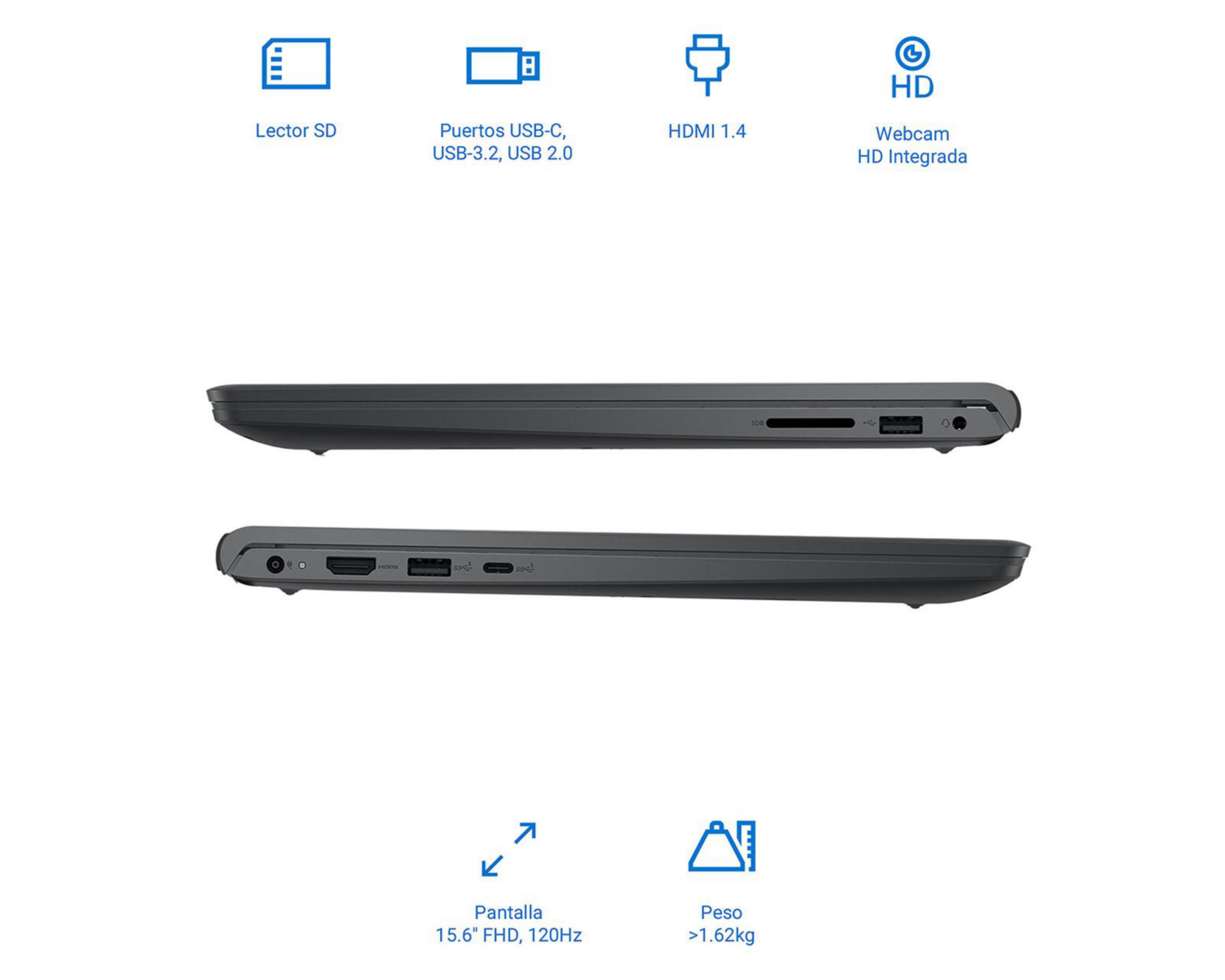 Foto 6 pulgar | Laptop Dell 15 DC15255 15.6 Pulgadas Windows 11 AMD Ryzen 7 16 GB RAM 1 TB SSD Negra