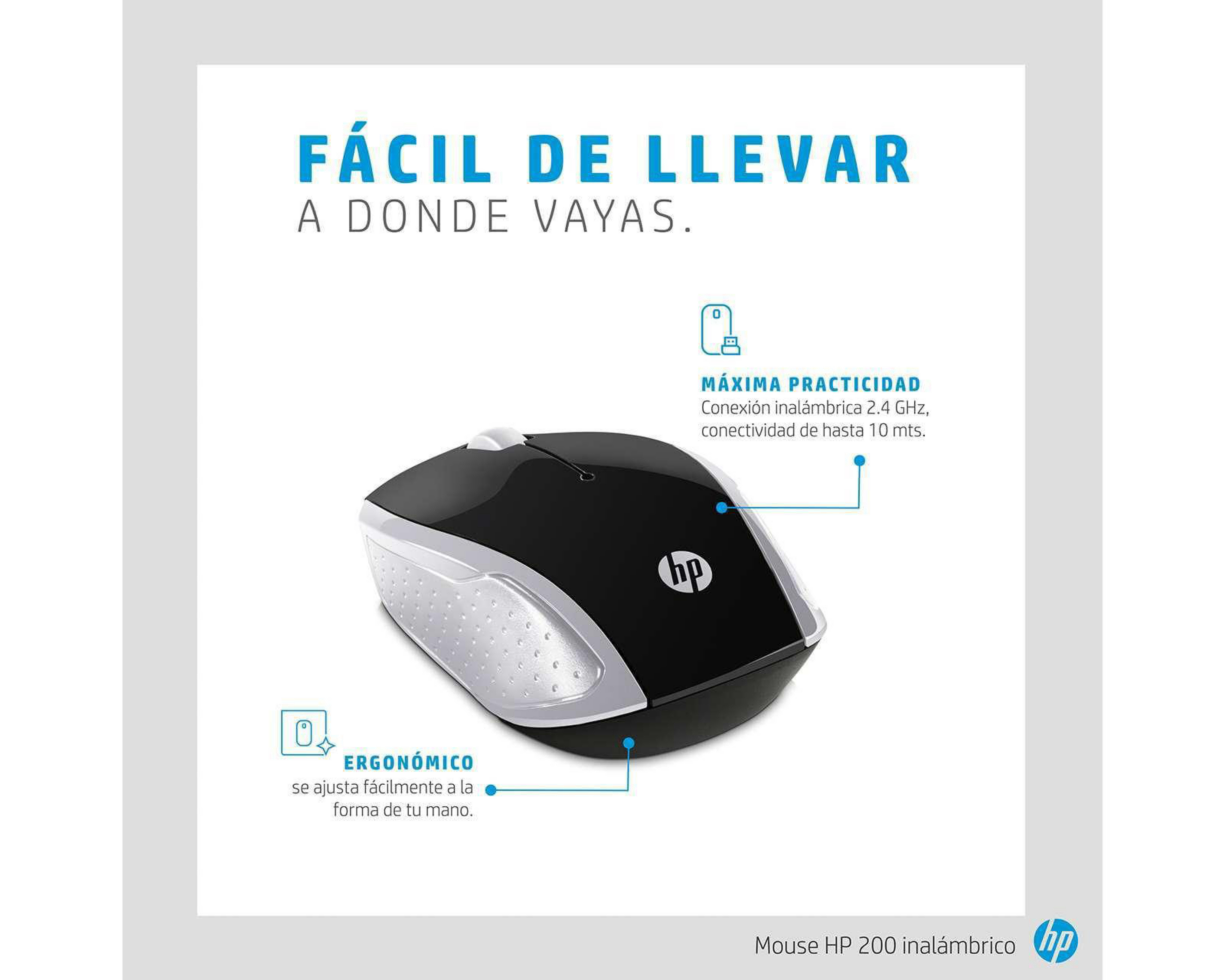 Foto 5 | Mouse Inalámbrico HP 200 Silver Wirele