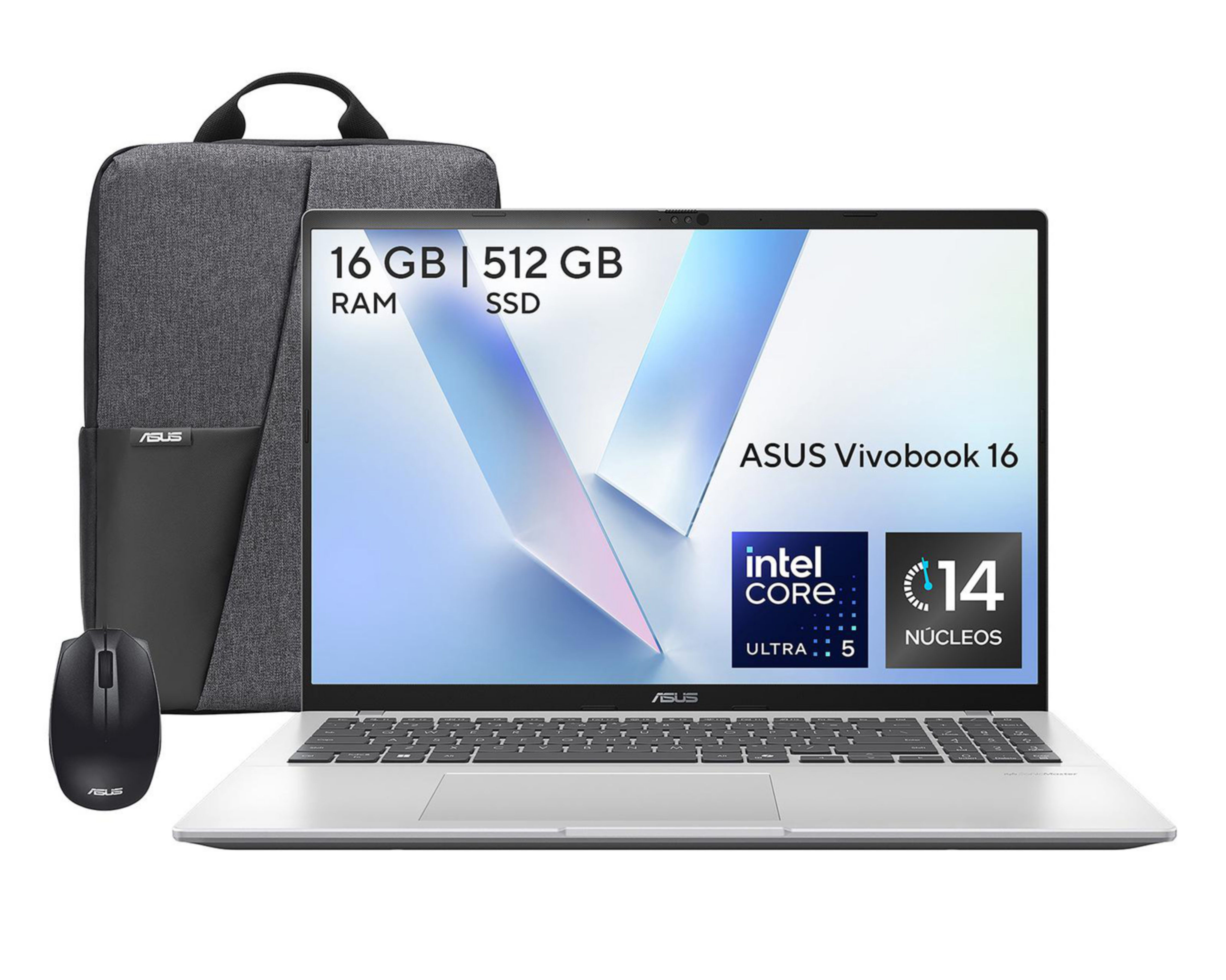 Foto 2 pulgar | Laptop Asus Vivobook 16 X1607CA-MB155W 16 Pulgadas Windows 11 Intel Core Ultra 5 16 GB RAM 512 GB SSD Plateada + Mo